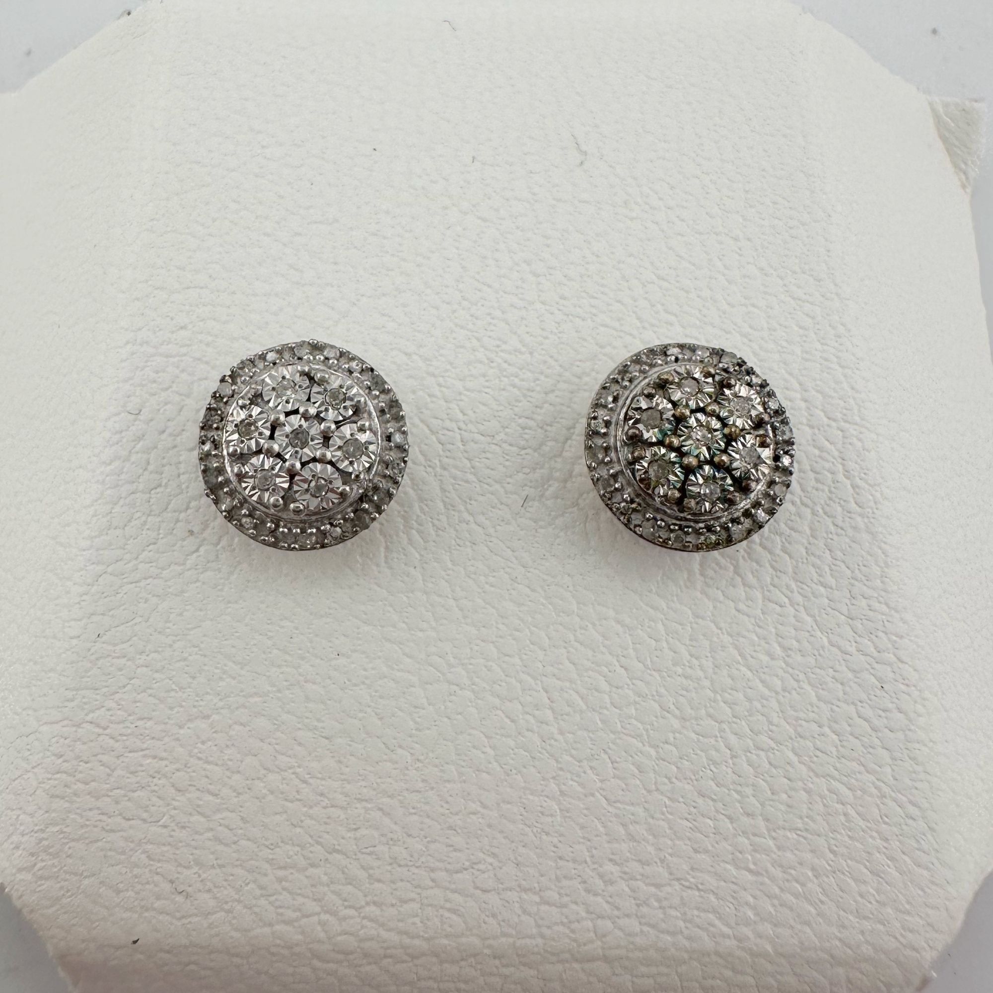 Other Natural Diamond Halo Stud Earrings in Sterling Silver Size ONE SIZE - 11 Thumbnail