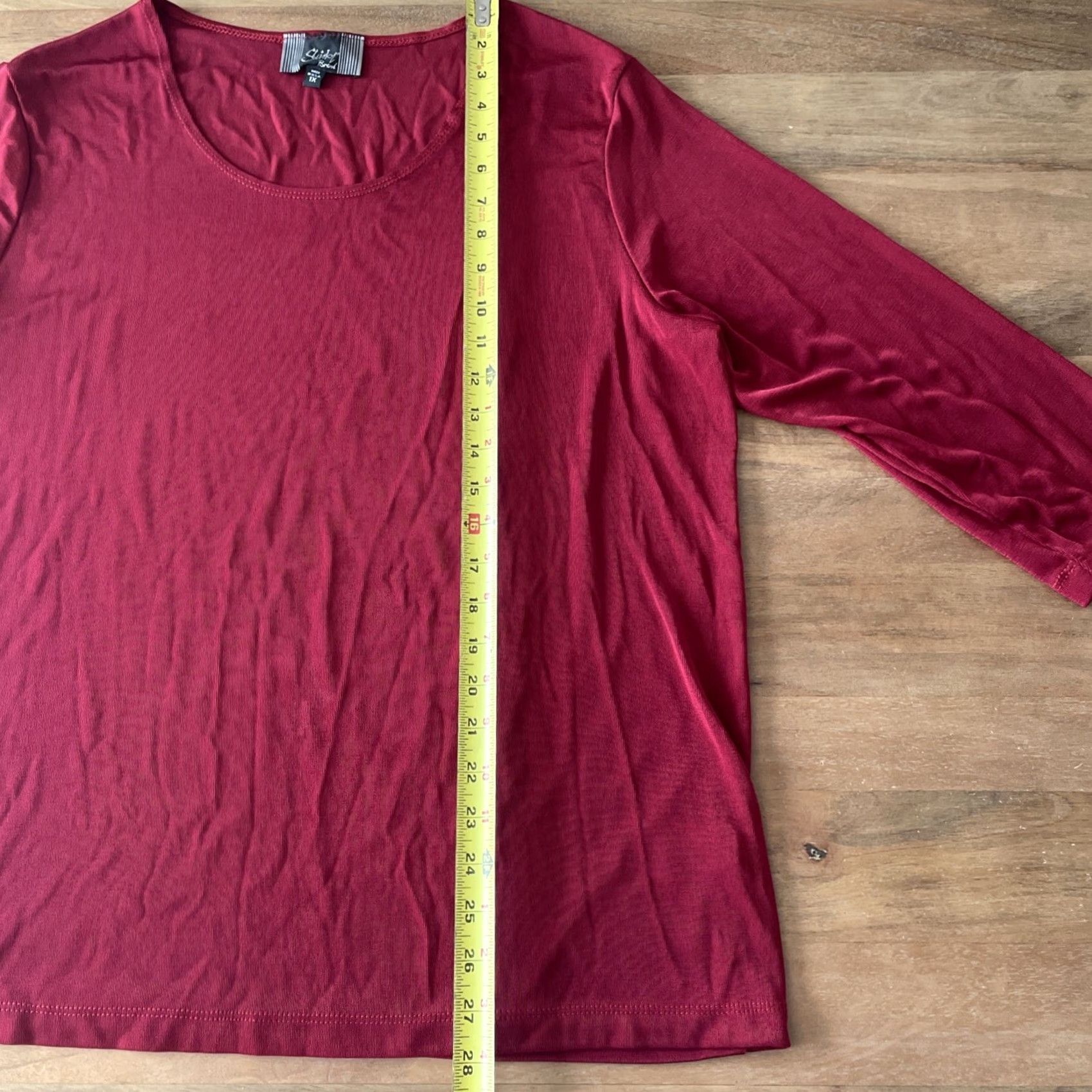 J Brand VINTAGE Slinky Brand Shirt 1X Red 3/4 Sleeve Crew Neck Pullover Top Women's Plus Size Blouse Size XL / US 12-14 / IT 48-50 - 5 Thumbnail