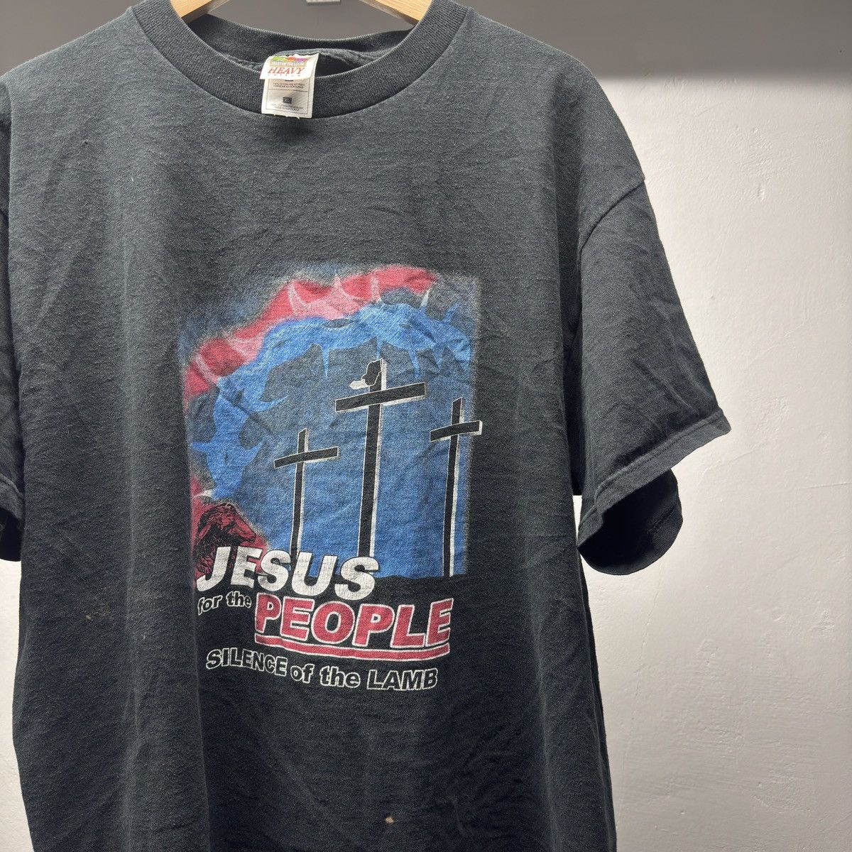 Vintage 90s Jesus Silence of the Lamb Faded Shirt ERD Grunge Size US XL / EU 56 / 4 - 4 Thumbnail