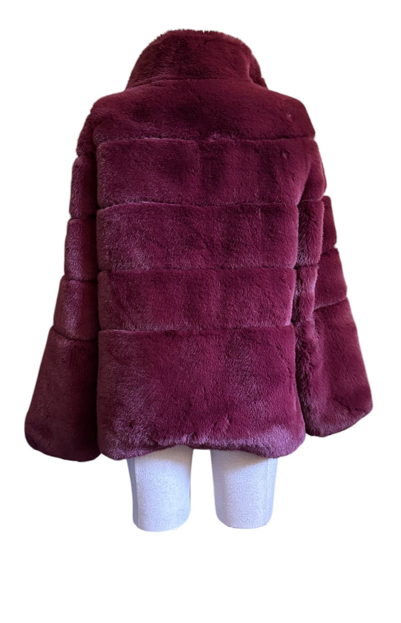 Diane von Furstenberg Faux Fur Short Coat in Burgundy Size S / US 4 / IT 40 - 4 Thumbnail