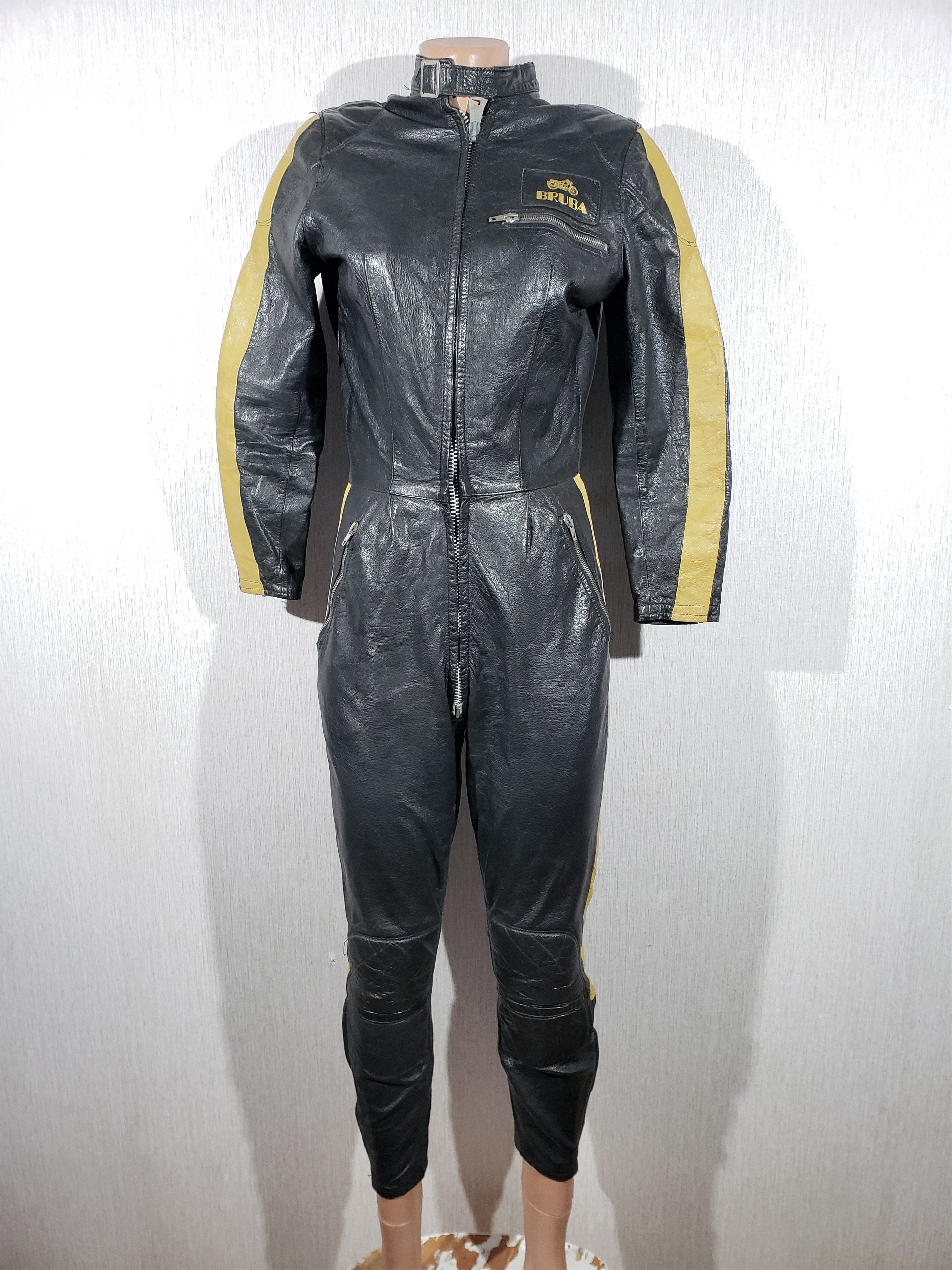 image of Sports Black Overalls Made Of Genuine Leather, Women's (Size 30)