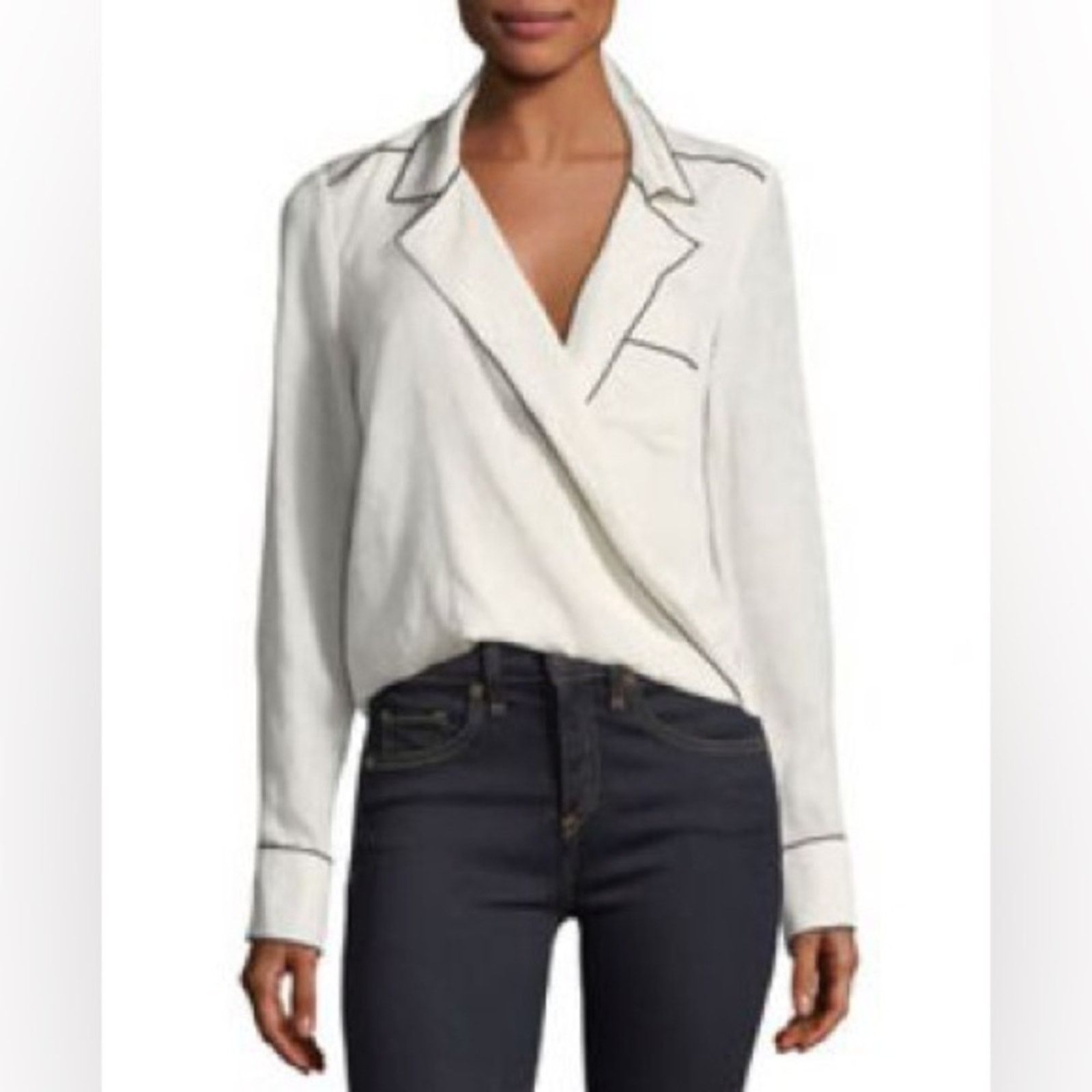 Veronica Beard Veronica Beard Worth Blouse in Off White | 100% Silk | NWT Size XS / US 0-2 / IT 36-38 - 2 Thumbnail