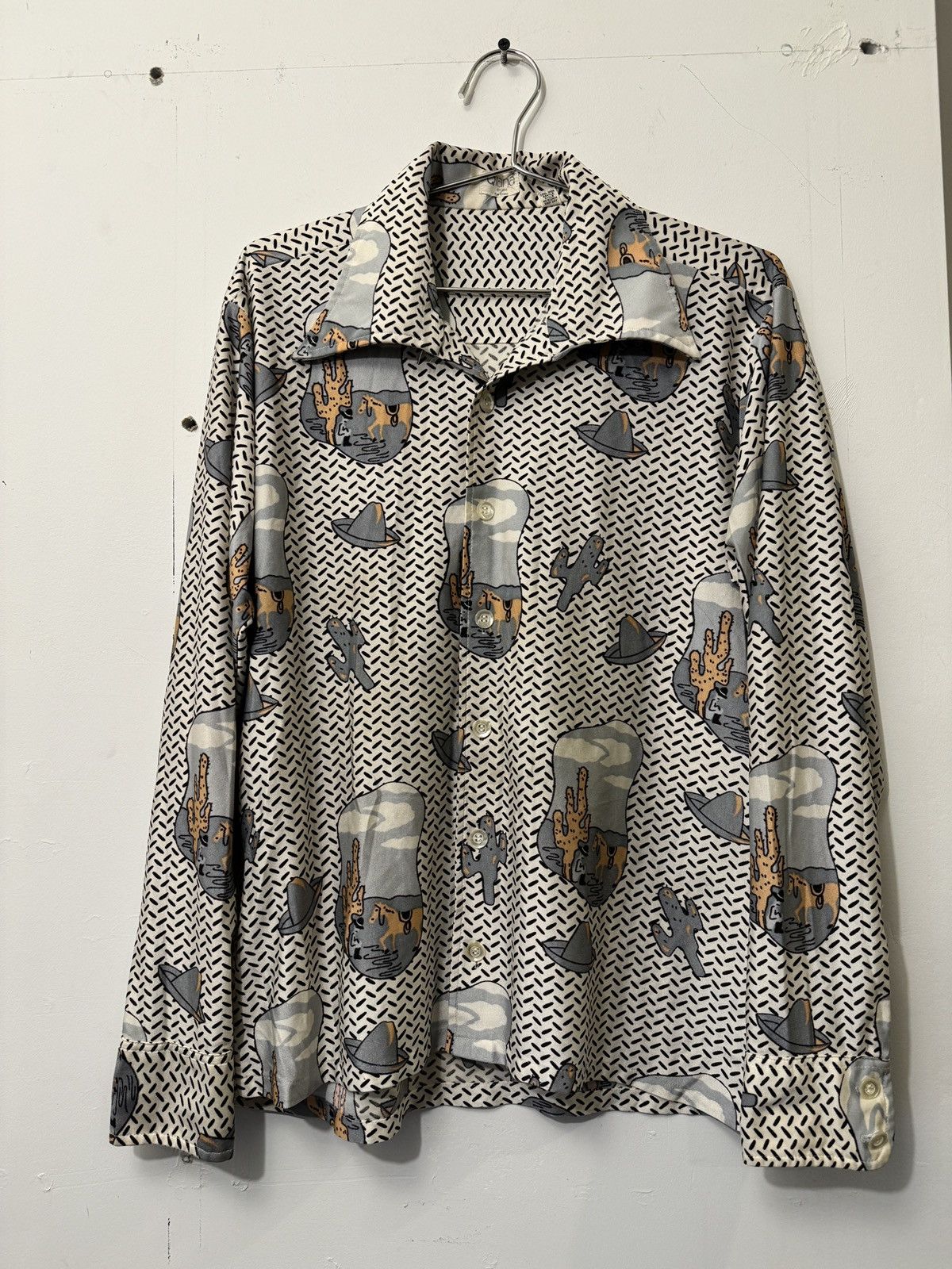 Vintage Vintage 70s Qiana Silky Nylon Cactus Cowboy Western Shirt Size US L / EU 52-54 / 3 - 5 Thumbnail