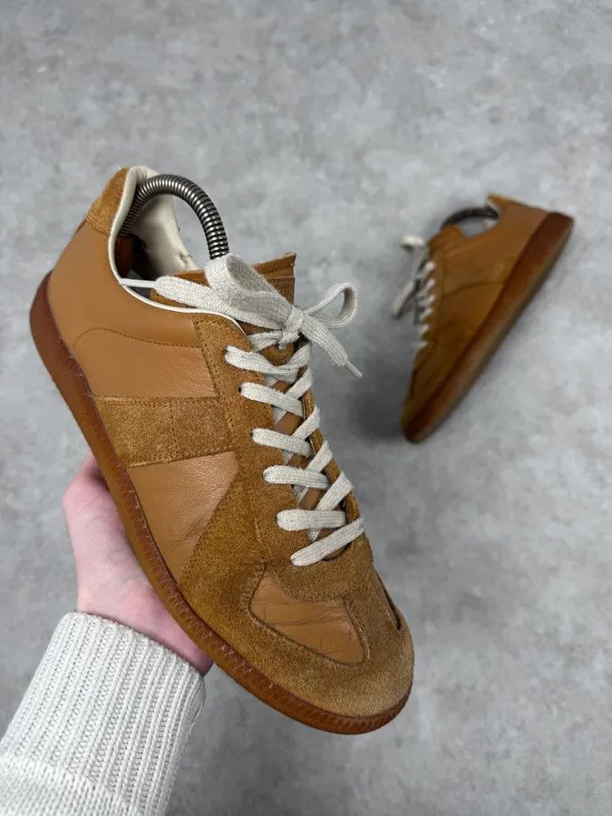Maison Margiela Maison Margiela Replica Mustard Leather Army Sneakers Size US 7 / EU 40 - 1 Thumbnail