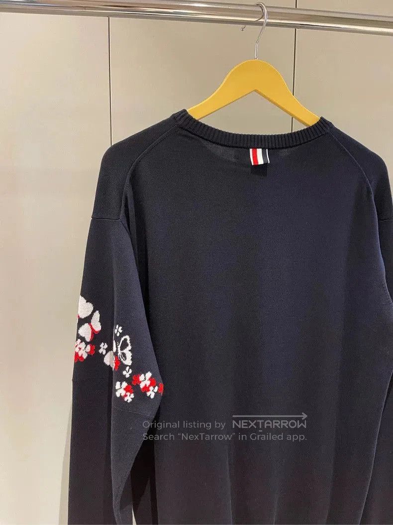 Thom Browne Thom Browne Navy Cherry Blossom Butterfly Sweater. Size US S / EU 44-46 / 1 - 4 Thumbnail