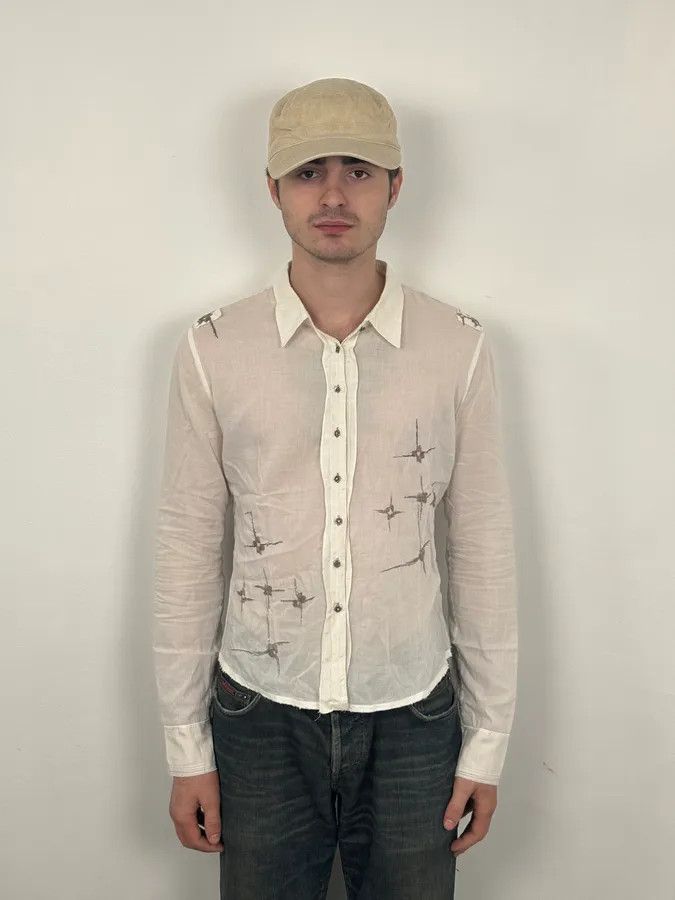 Marithe + Francois Girbaud 2000s Marithé + François Girbaud Stars White Shirt Size US S / EU 44-46 / 1 - 2 Thumbnail