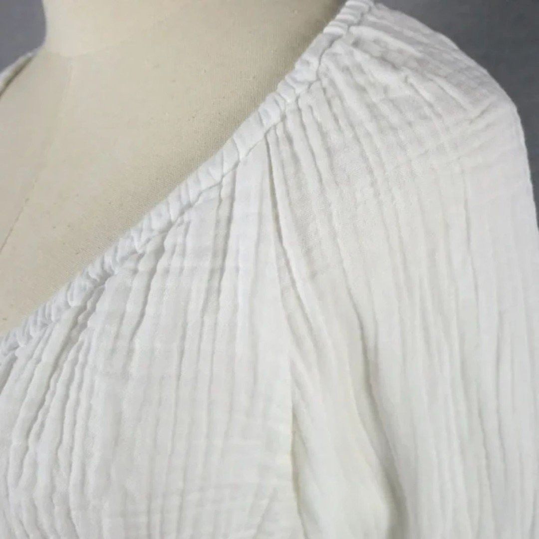 J.Crew J.Crew Boho Gauzy Muslin V-Neck Smocked Midi Dress White Sz Size XS / US 0-2 / IT 36-38 - 6 Thumbnail