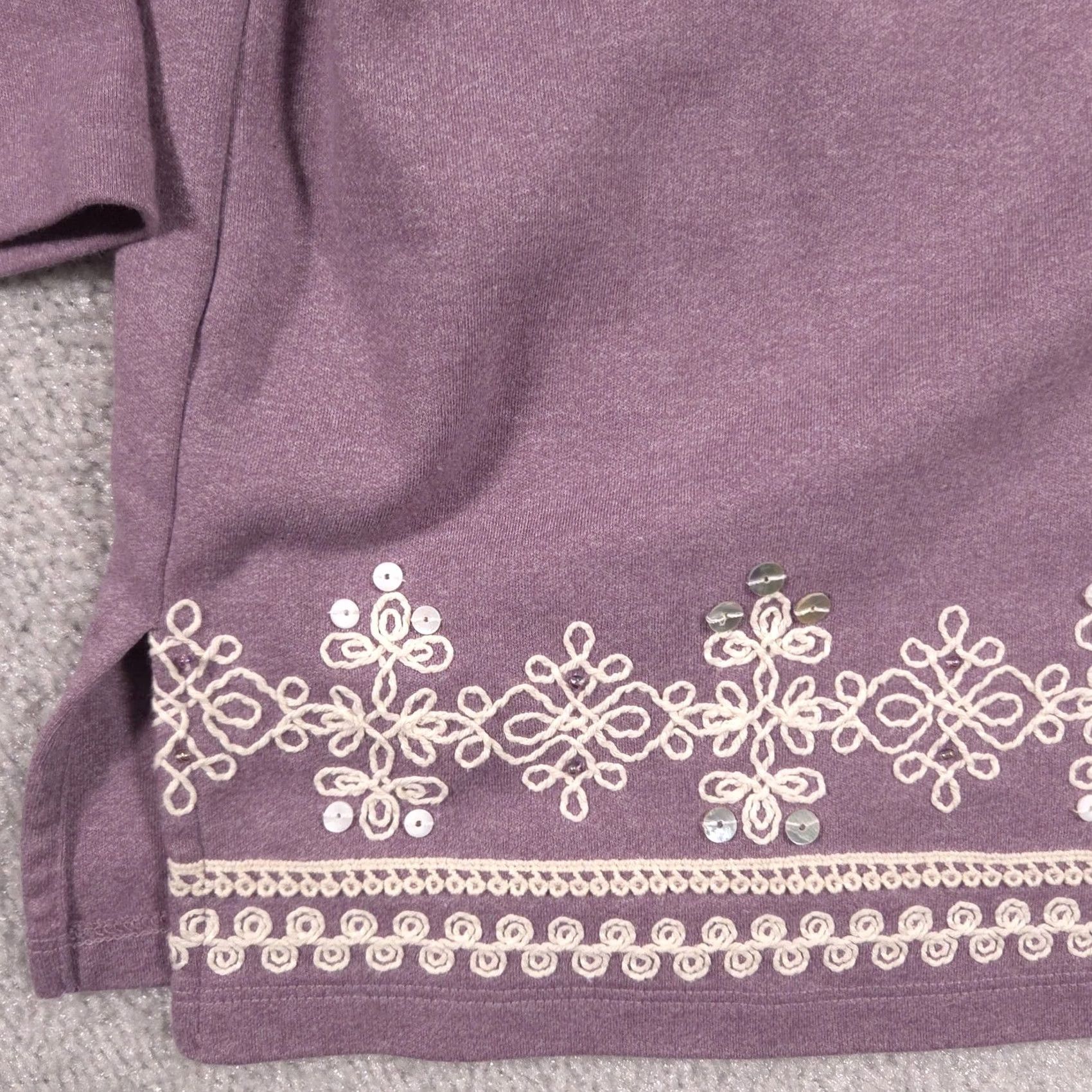 Vintage Alfred Dunner Shirt Womens Small Purple Crochet Sequin 3/4 Sleeve Tunic Top Size S / US 4 / IT 40 - 4 Thumbnail