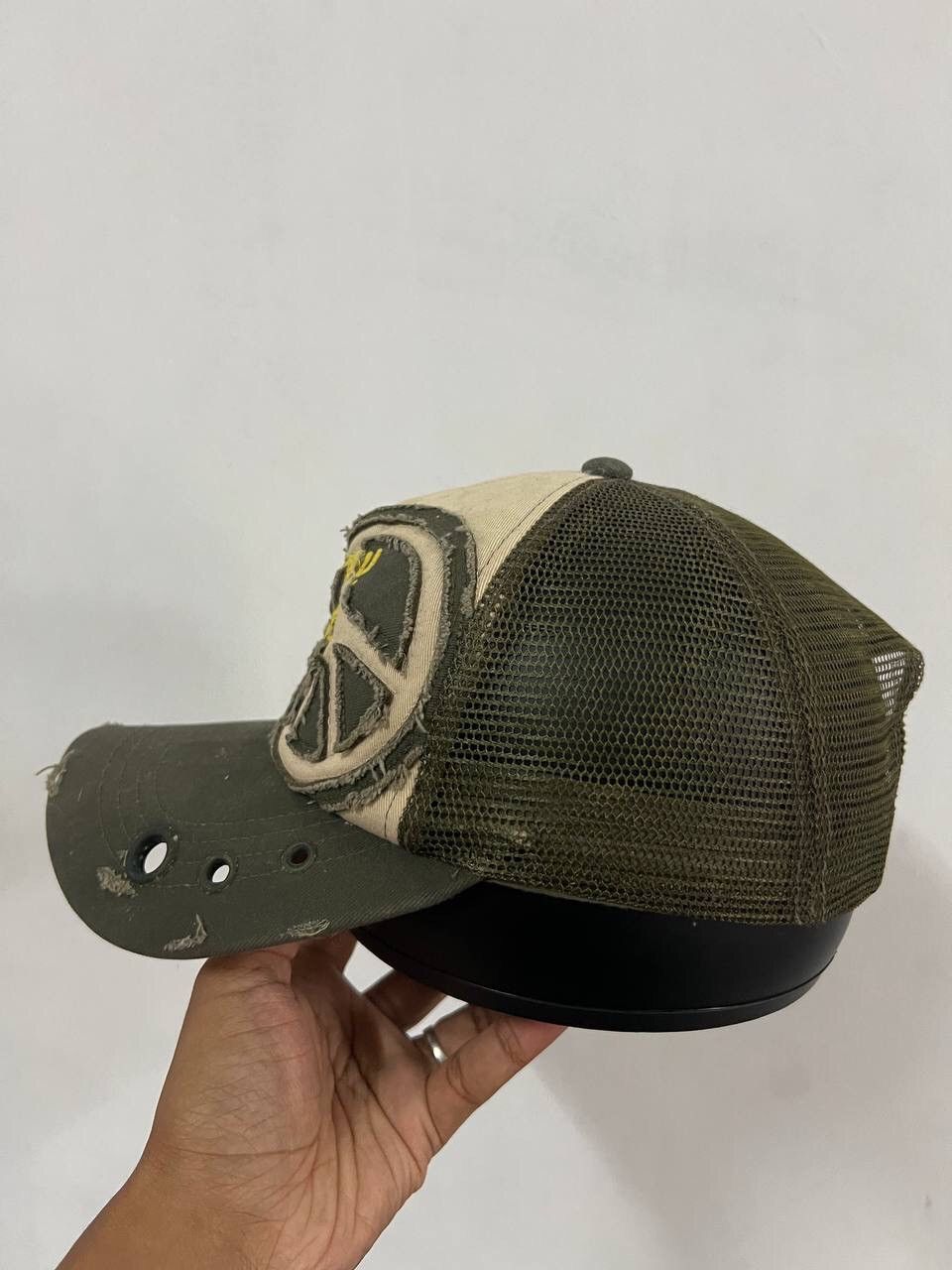 Japanese Brand Peace Distressed Style Trucker Hat Size ONE SIZE - 3 Thumbnail