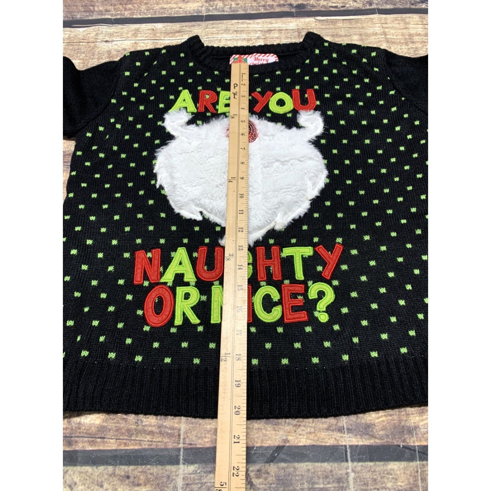 Vintage VINTAGE Are You Naughty or Nice Sequin Furry Women Size S Black Ugly Christmas Sweater Size S / US 4 / IT 40 - 7 Thumbnail