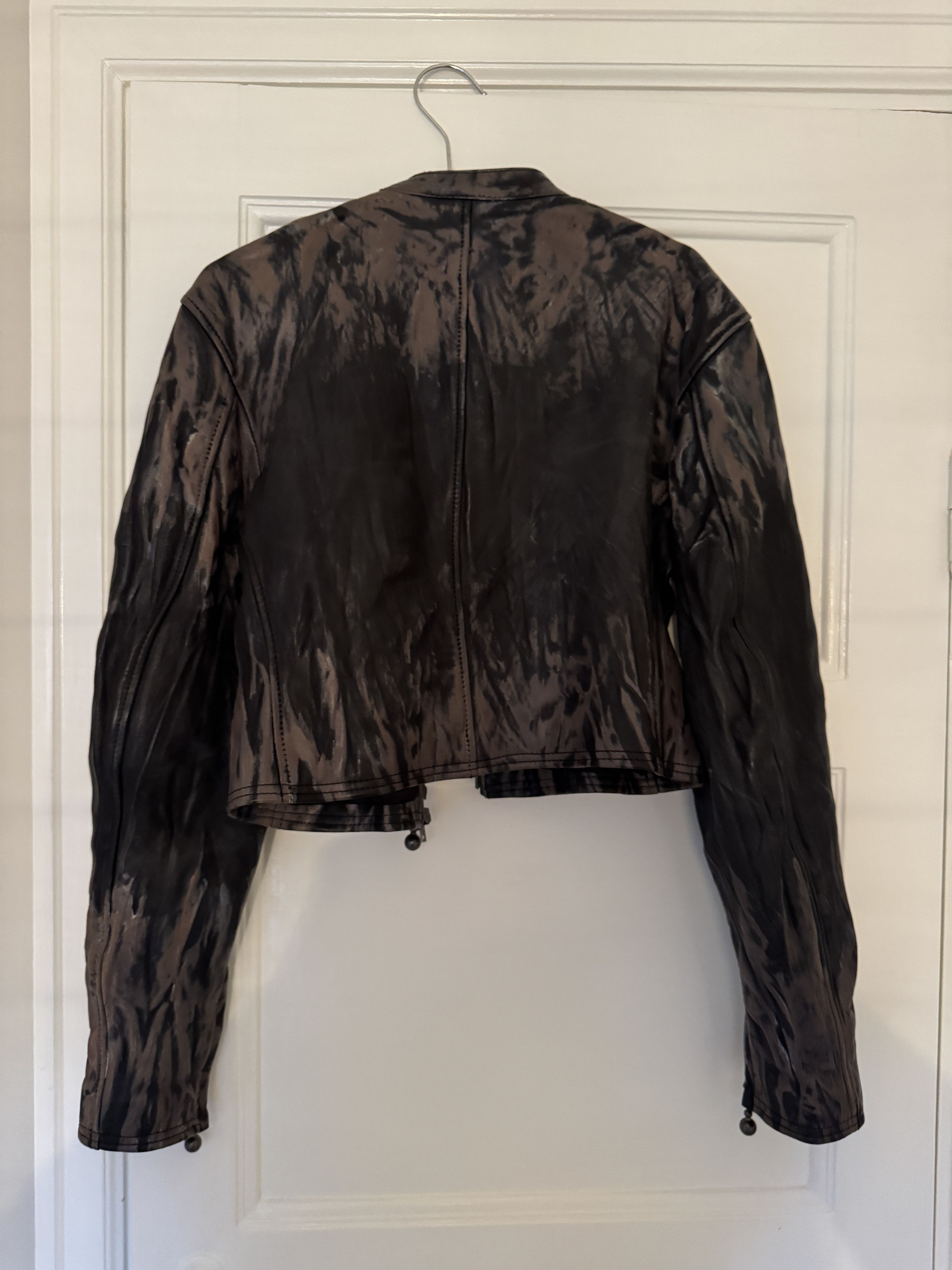 Acne Studios Creased Wrinkle Dye Lambskin Leather Cafe Jacket Size XS / US 0-2 / IT 36-38 - 8 Thumbnail