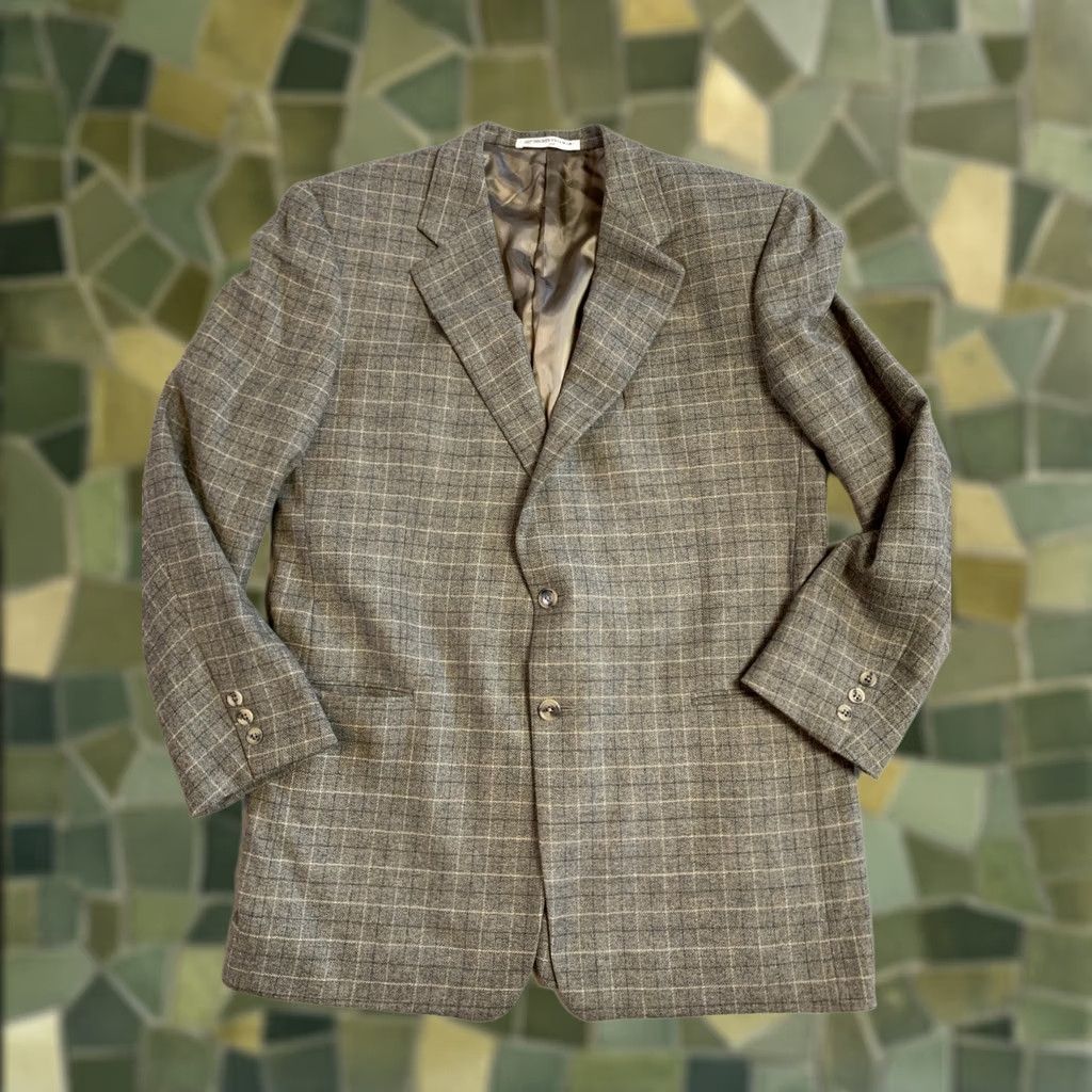 Vintage Hickey Freeman Blazer Mens 44L Plaid Grey Tweed Cashmere Wool 2-Button Single-Breasted Notch Lapel Jacket Coat || Mens Blazer Size 44R - 1 Thumbnail