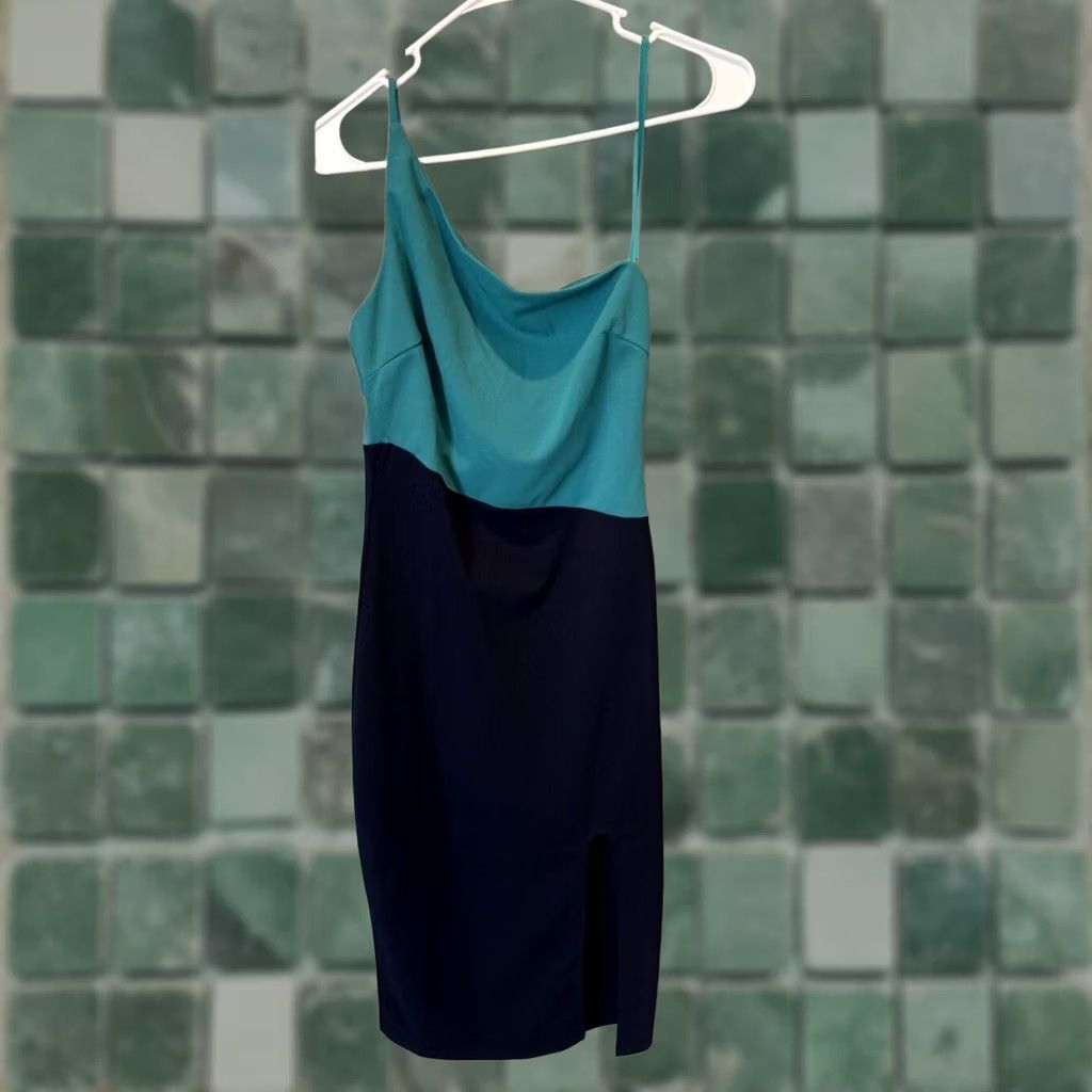 Vintage Crystal Sky Women's M One Shoulder Bodycon Dress Navy Size M / US 6-8 / IT 42-44 - 1 Thumbnail