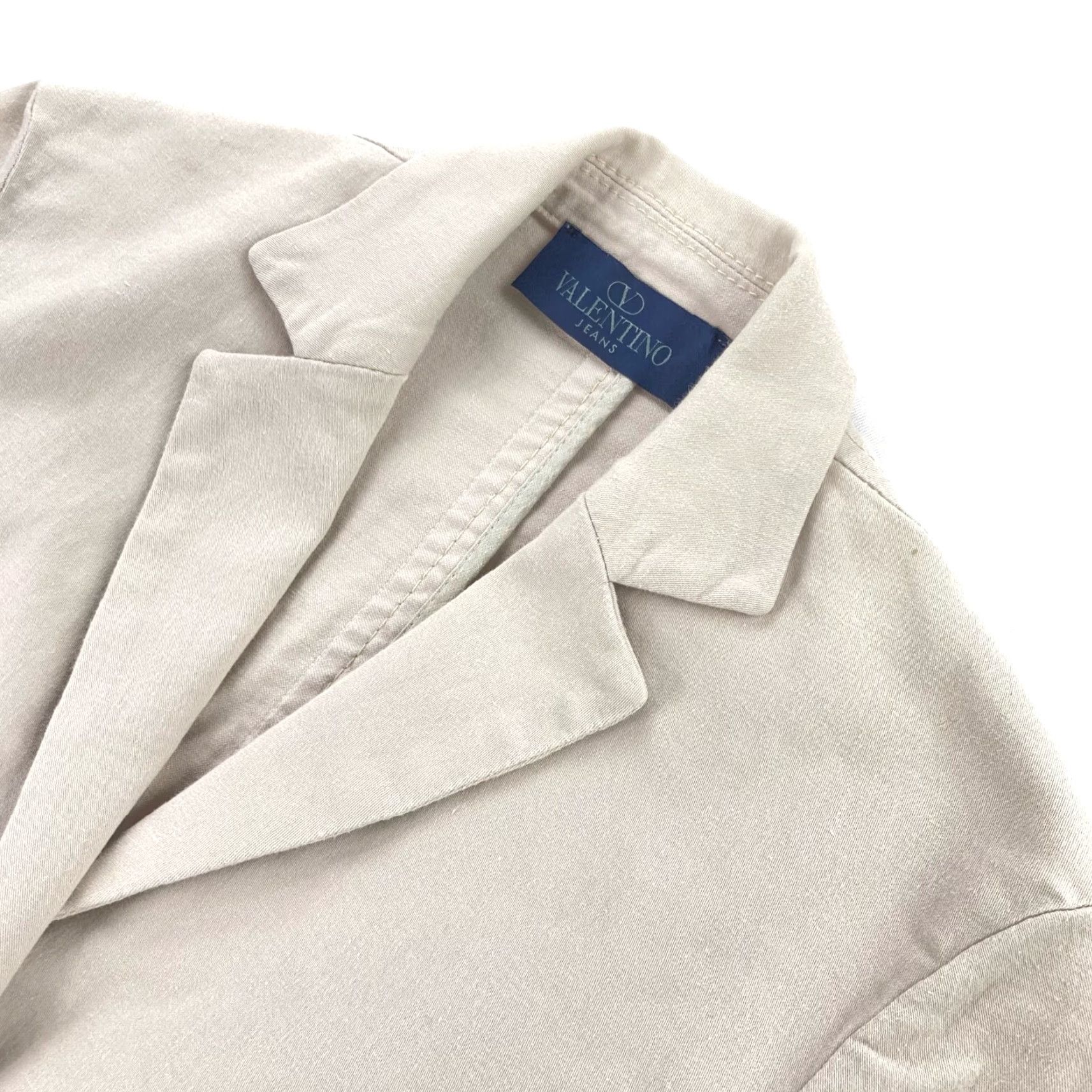 Valentino VINTAGE Valentino Blazer Women 2XS Beige Cotton Stretch 2-Button Jacket Suit Style Mens? Size 24" / US 00 / IT 34 - 2 Thumbnail