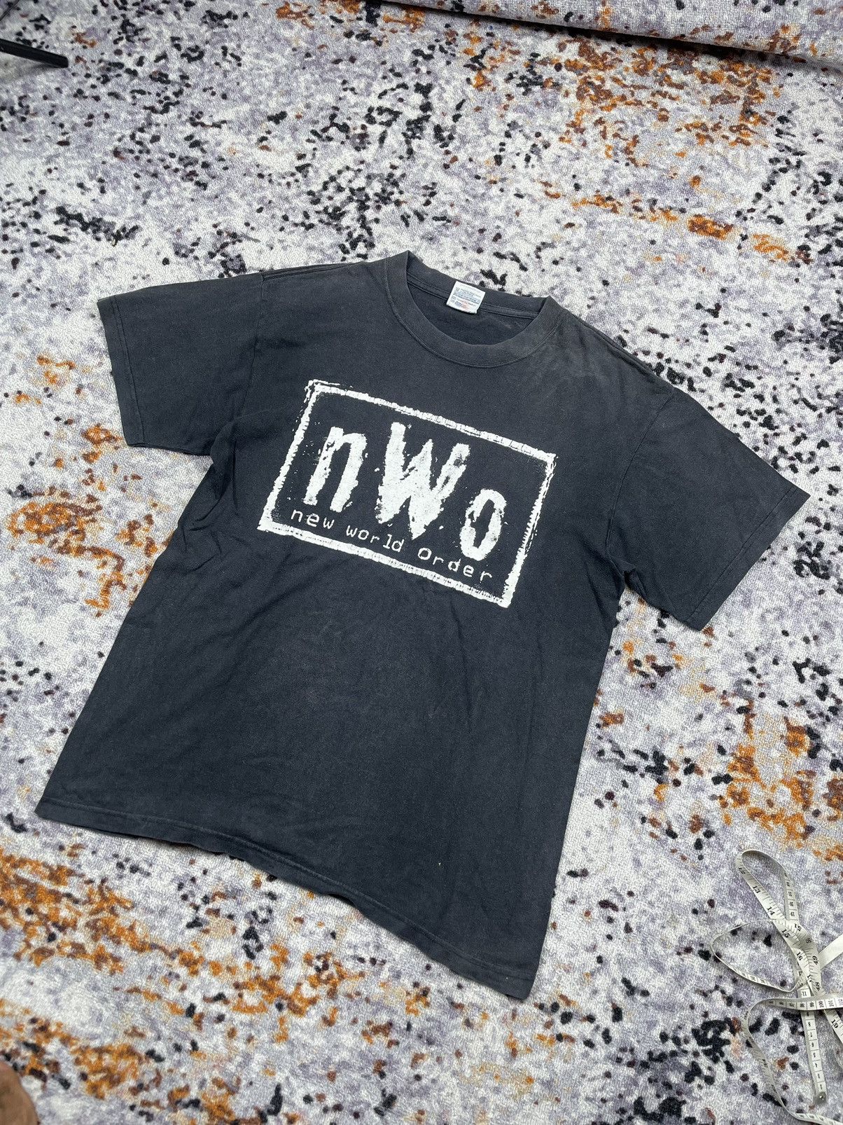 image of Vintage 2002 Nwo New World Order T Shirt Wwf Feding in Black, Men's (Size Large)
