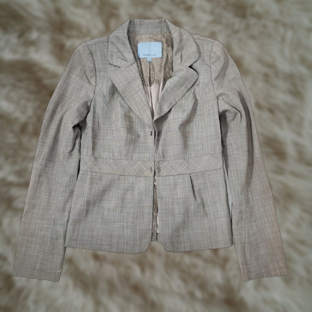 Vintage Classiques Entier Blazer Jacket Women’s Grayish Brown Single-Breasted Sz 2 Formal Regular Sleeve Long Crew N/A Size XS / US 0-2 / IT 36-38 - 1 Thumbnail