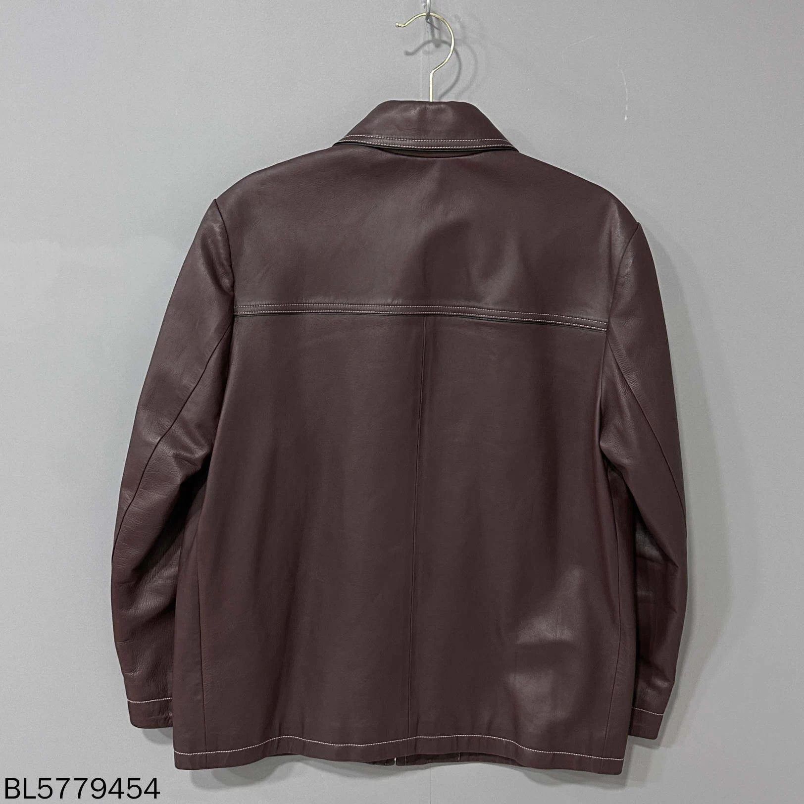 Hermes HERMES Burgundy Leather Jacket 52 99 New Size US L / EU 52-54 / 3 - 3 Thumbnail