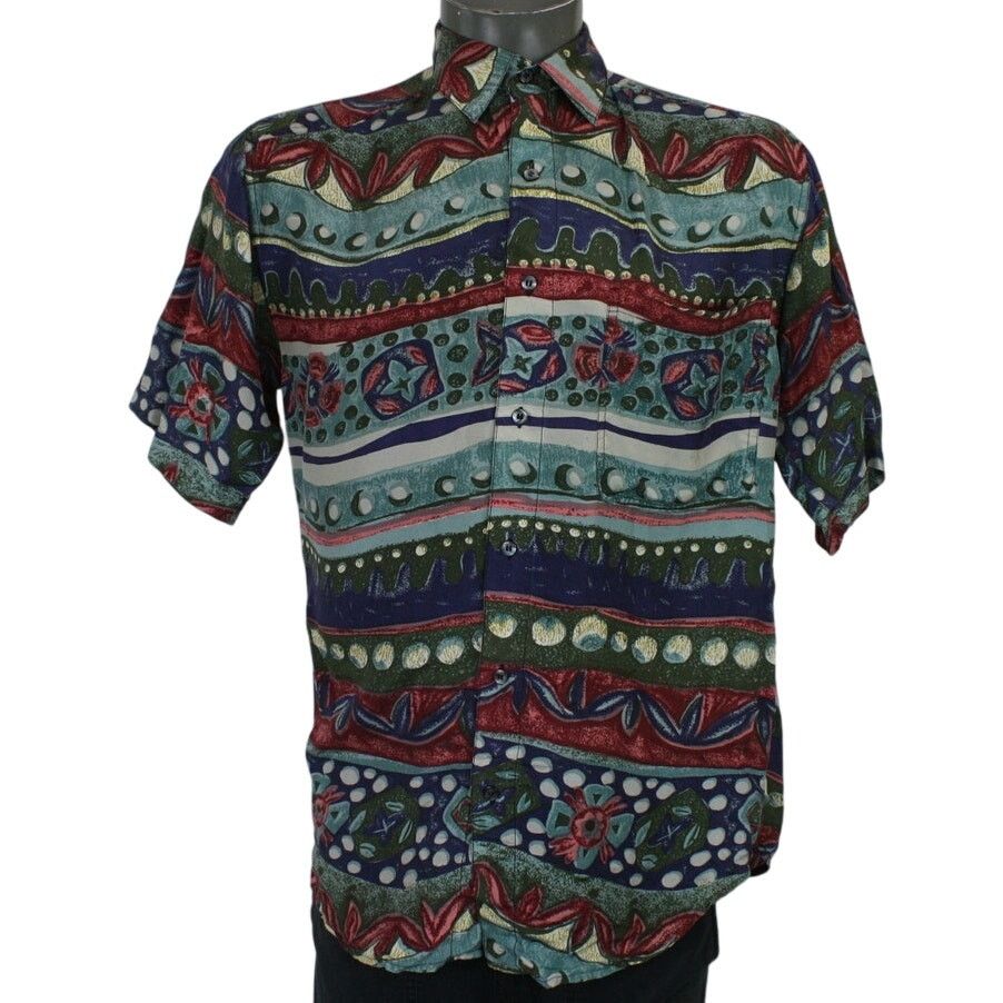 Vintage Acajac Silk Shirt Mens S Abstract Retro Button Up 90s Style Size US S / EU 44-46 / 1 - 1 Thumbnail
