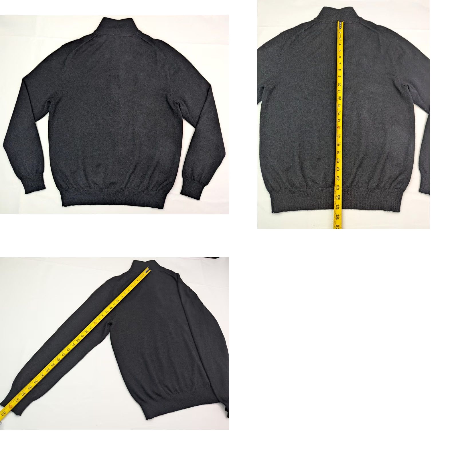 Club Room Club Room Merino Wool Blend 1/4 Zip Pullover Sweater Men M Black Gray Stripe Knit Pattern Striped Zipper Pullover Regular Fit Size US M / EU 48-50 / 2 - 8 Thumbnail