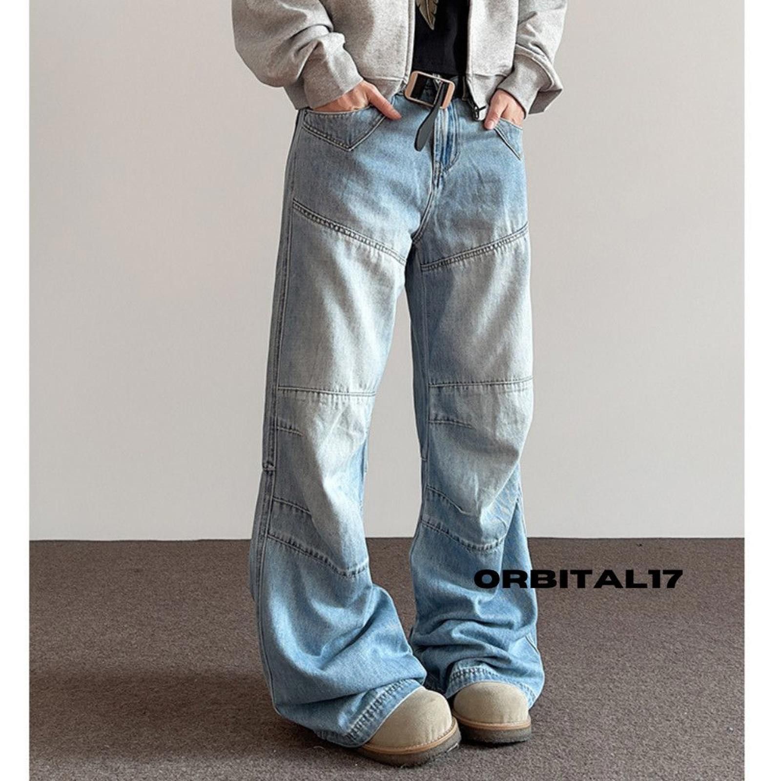 Vintage Light Blue Wide Leg Denim Jeans, Relaxed Fit Jeans Size US 30 / EU 46 - 2 Thumbnail