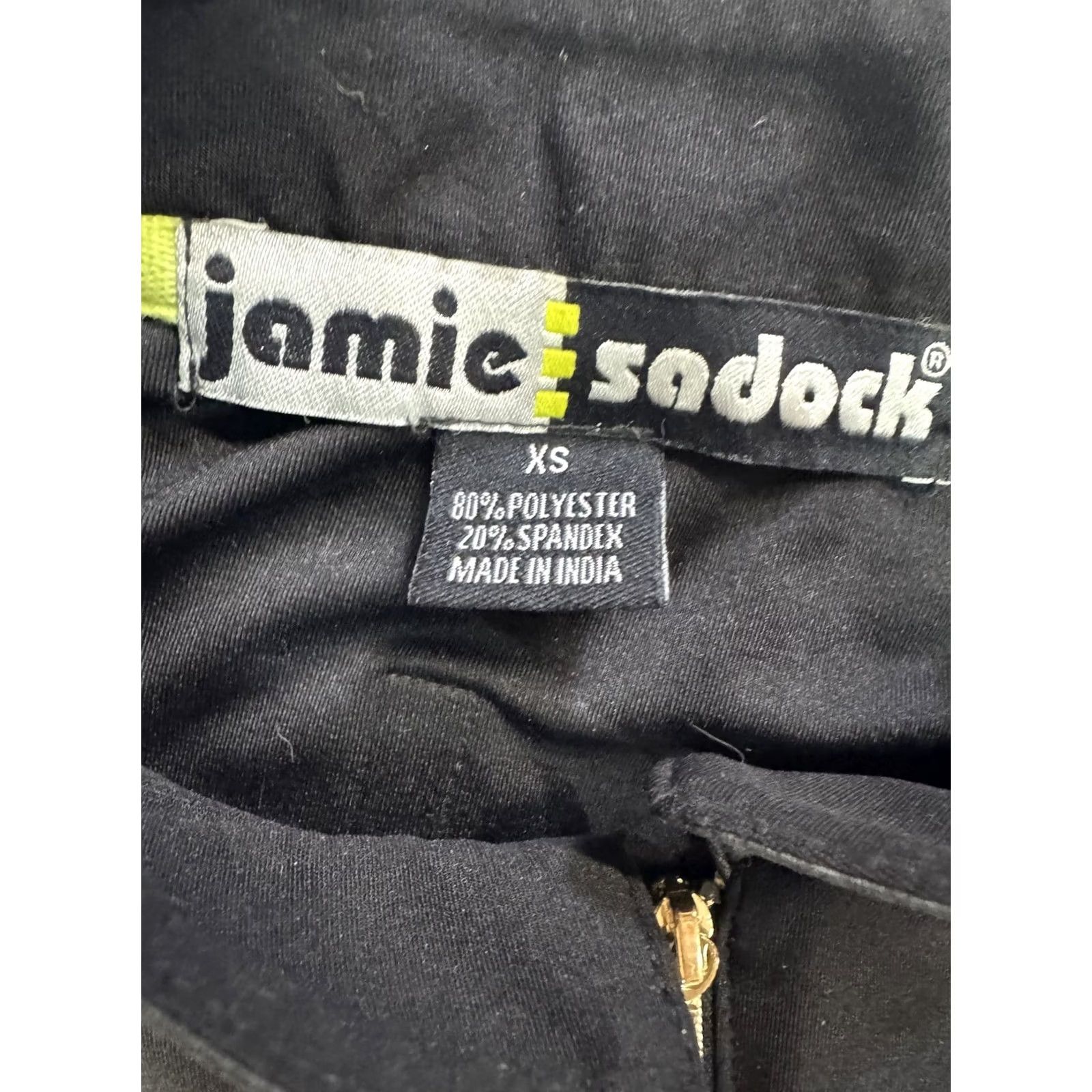 Vintage Jamie Sadock Women's XS Jacket Tan Black Full Zip Mock Neck Pockets Size XS / US 0-2 / IT 36-38 - 2 Thumbnail