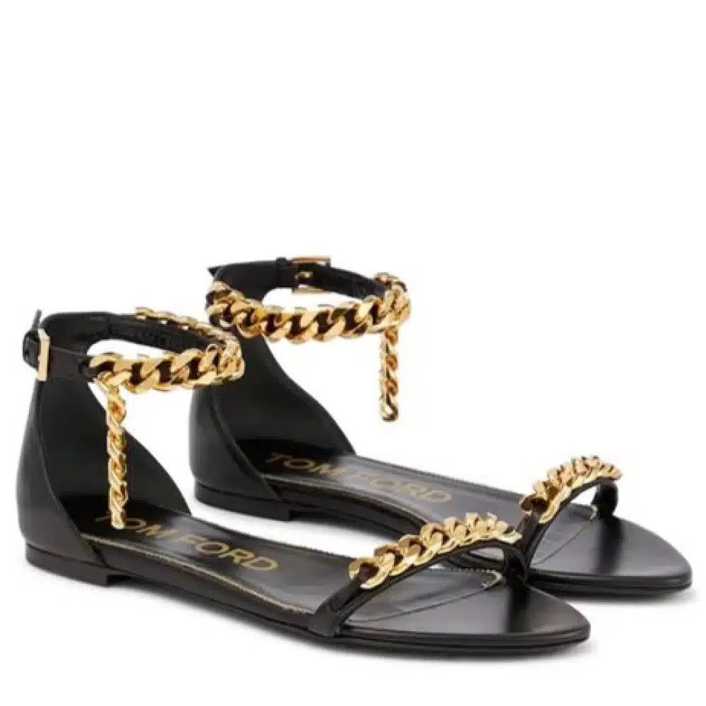 Tom Ford o1loc1c0325 W3067T Flat Chain Sandals in Black Size US 7 / IT 37 - 1 Thumbnail