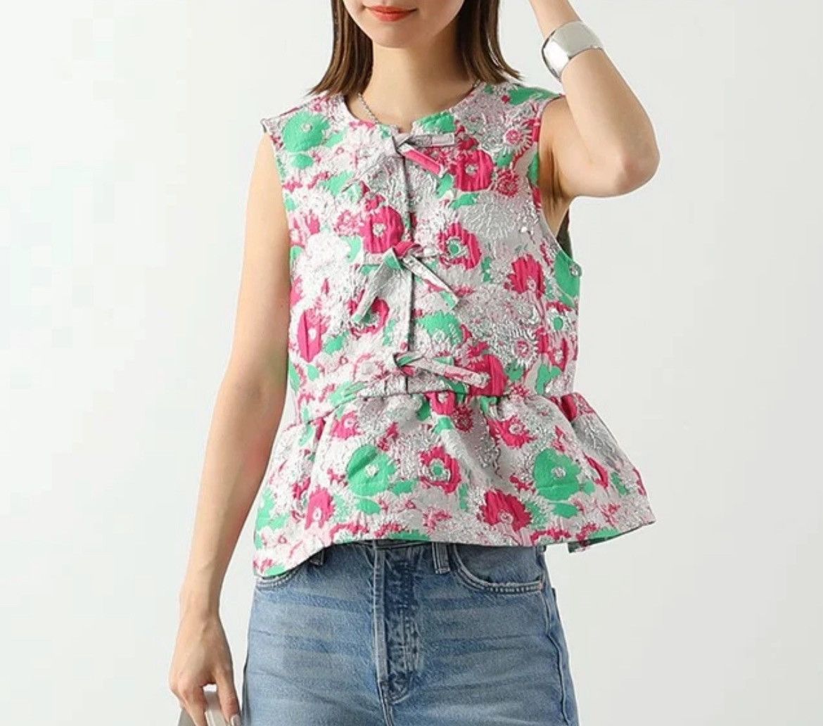 Ganni GANNI 3D Floral Ribbon Top Size M / US 6-8 / IT 42-44 - 1 Thumbnail