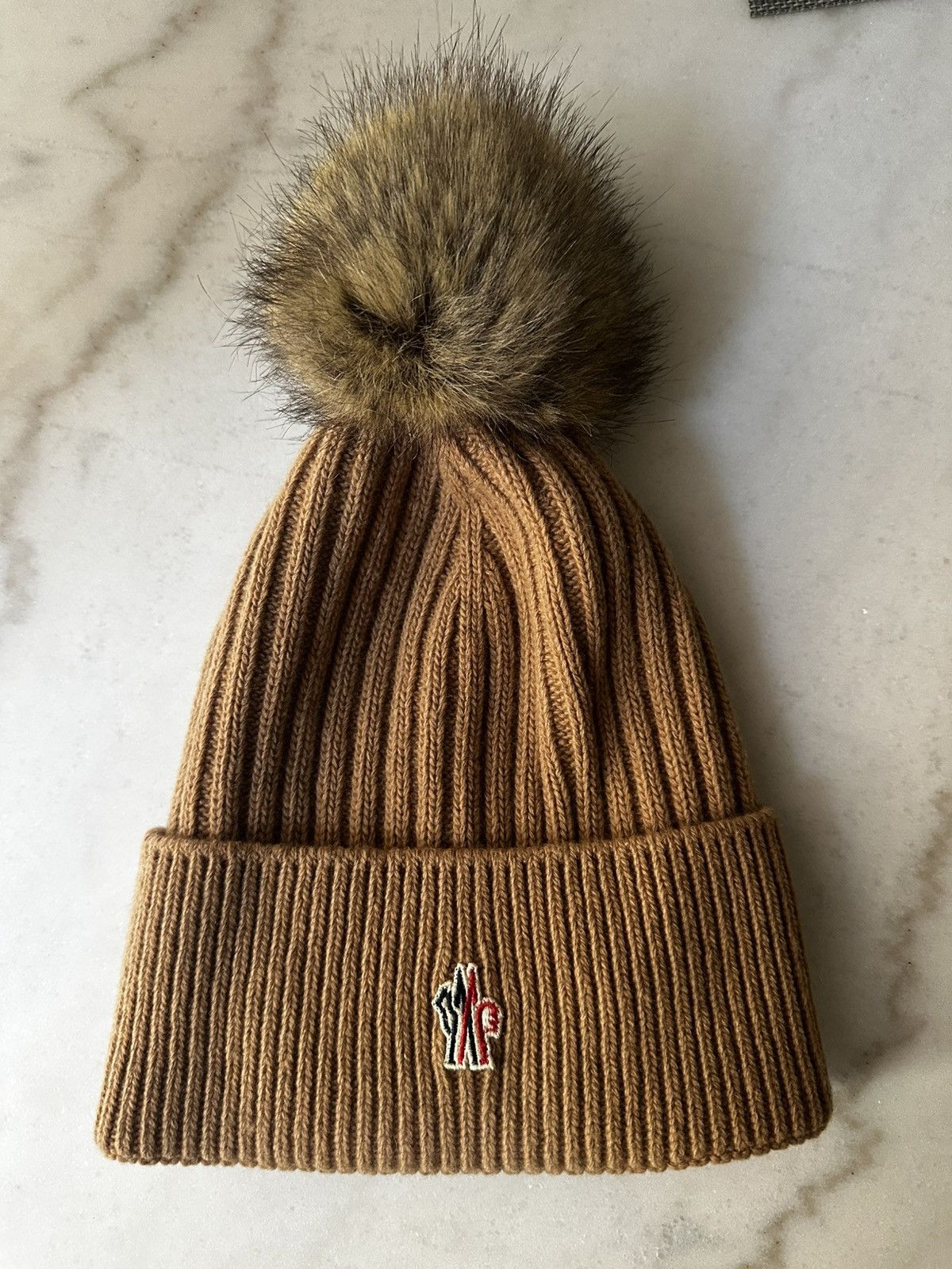 Moncler Ribbed Wool Beanie with Faux Fur Pompom Size ONE SIZE - 1 Thumbnail