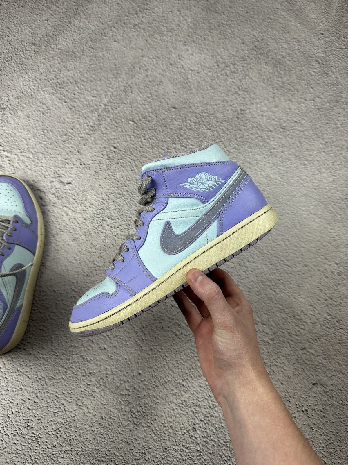 Nike Nike Jordan 1 Mid Purple Aqua Leather Sneakers Y2K Disressed Size US 8.5 / EU 41-42 - 8 Thumbnail