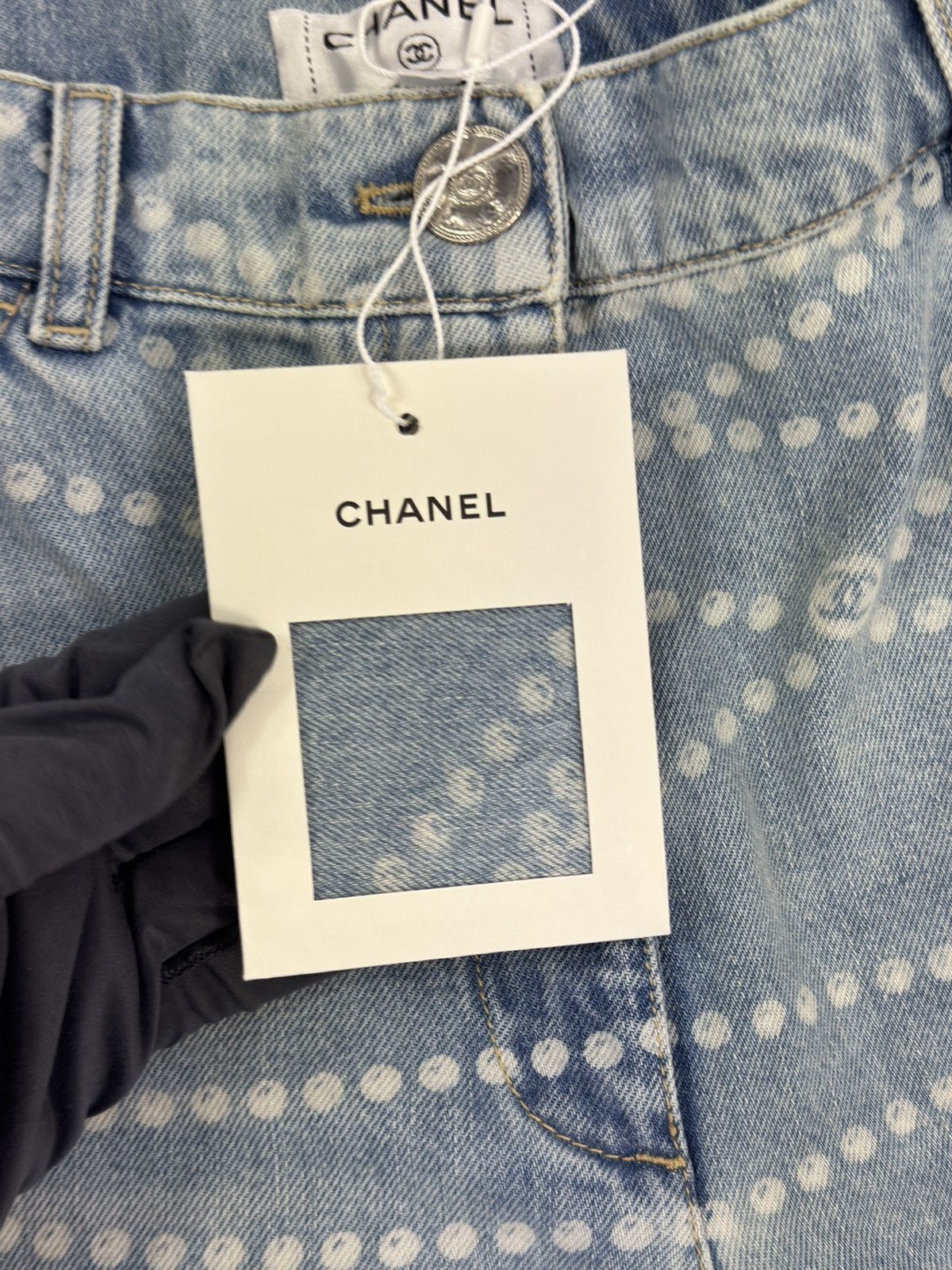 Chanel LOGO PRINT DENIM JEANS Size US 34 / EU 50 - 8 Thumbnail
