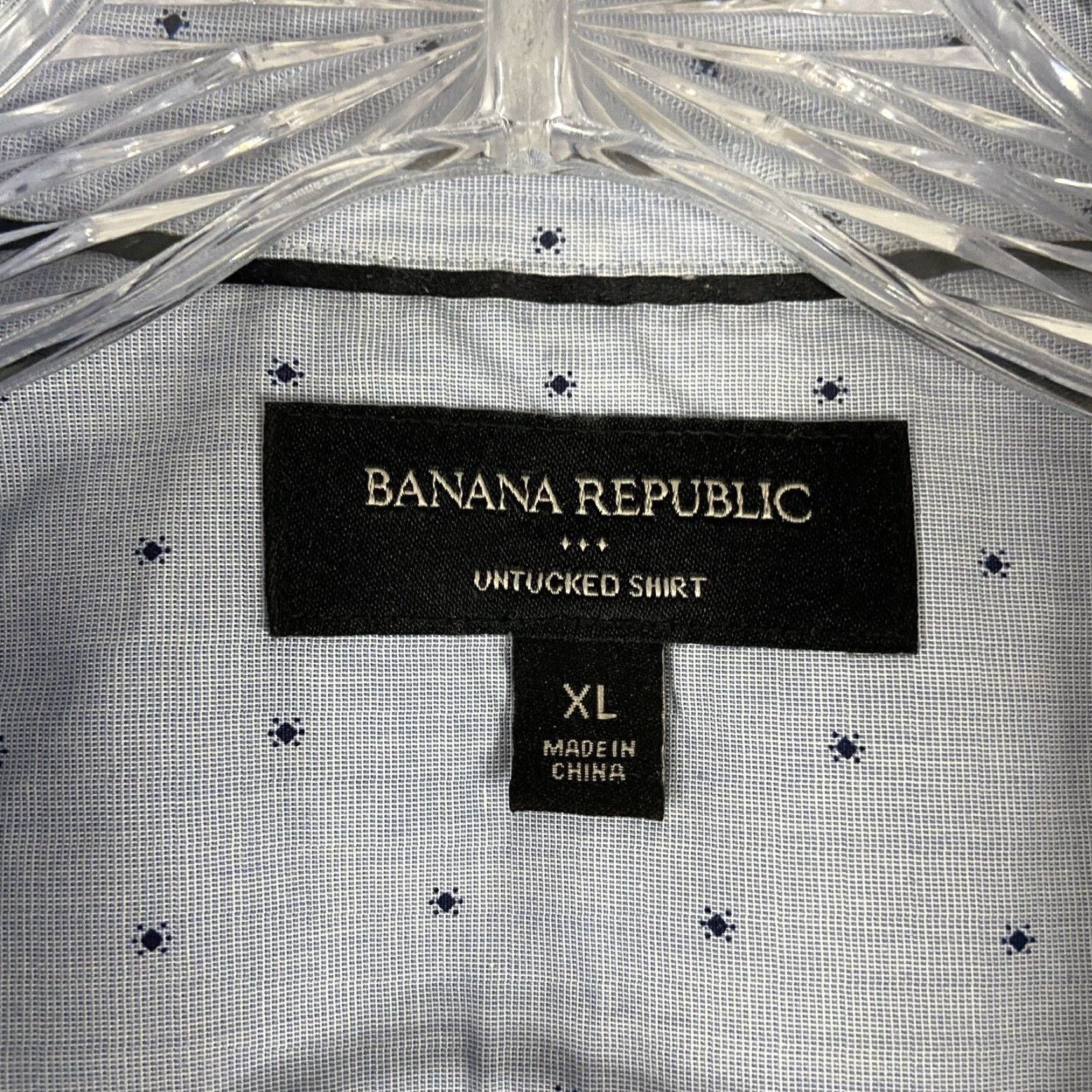 Banana Republic Banana Republic Button-Up Shirt Long Sleeve Men XL Blue Untucked Shirt Mens Size 46R - 6 Thumbnail