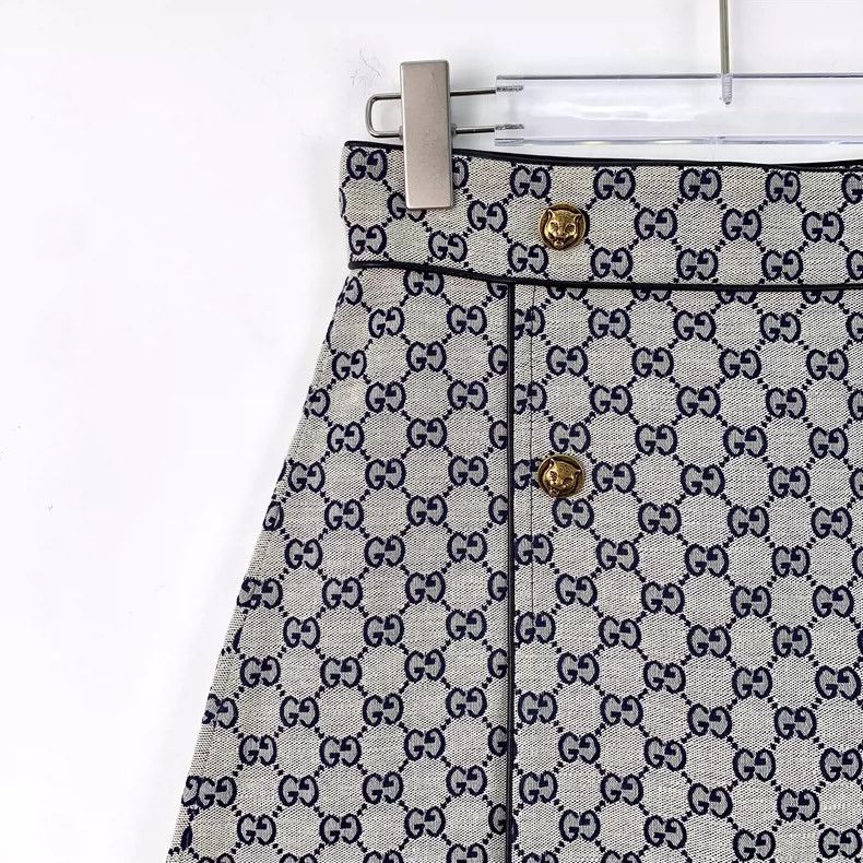 Gucci Gucci Beige gray logo jacquard full-print cotton casual ski Size 24" / US 00 / IT 34 - 3 Thumbnail
