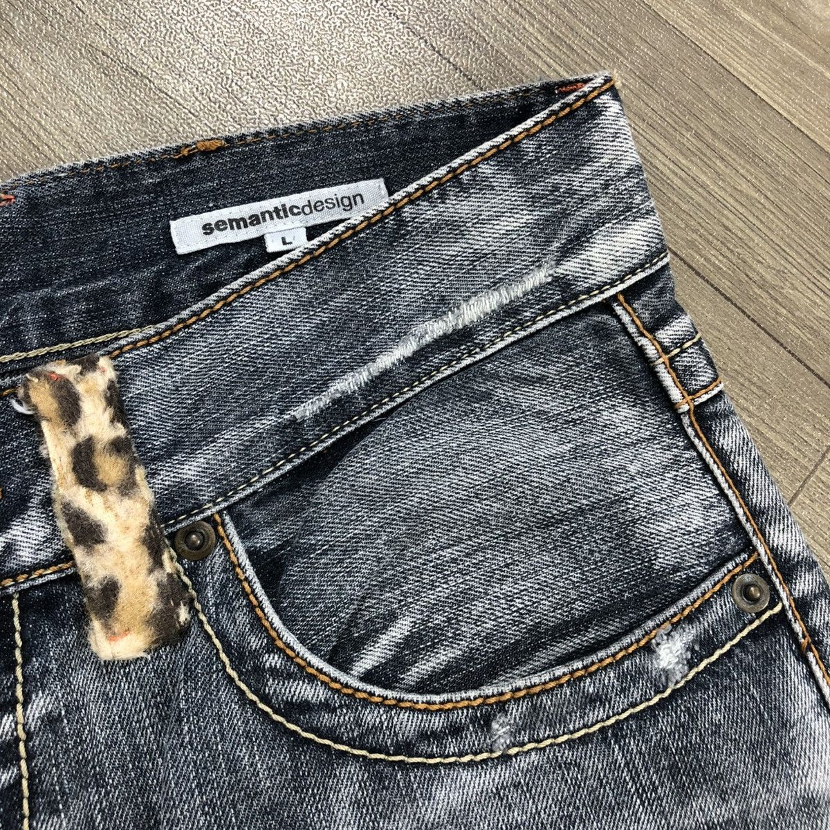 If Six Was Nine × Japanese Brand × semanticdesign 2000s Semantic Design Leopard Distressed LGB Flarred Jeans Size US 30 / EU 46 - 11 Thumbnail