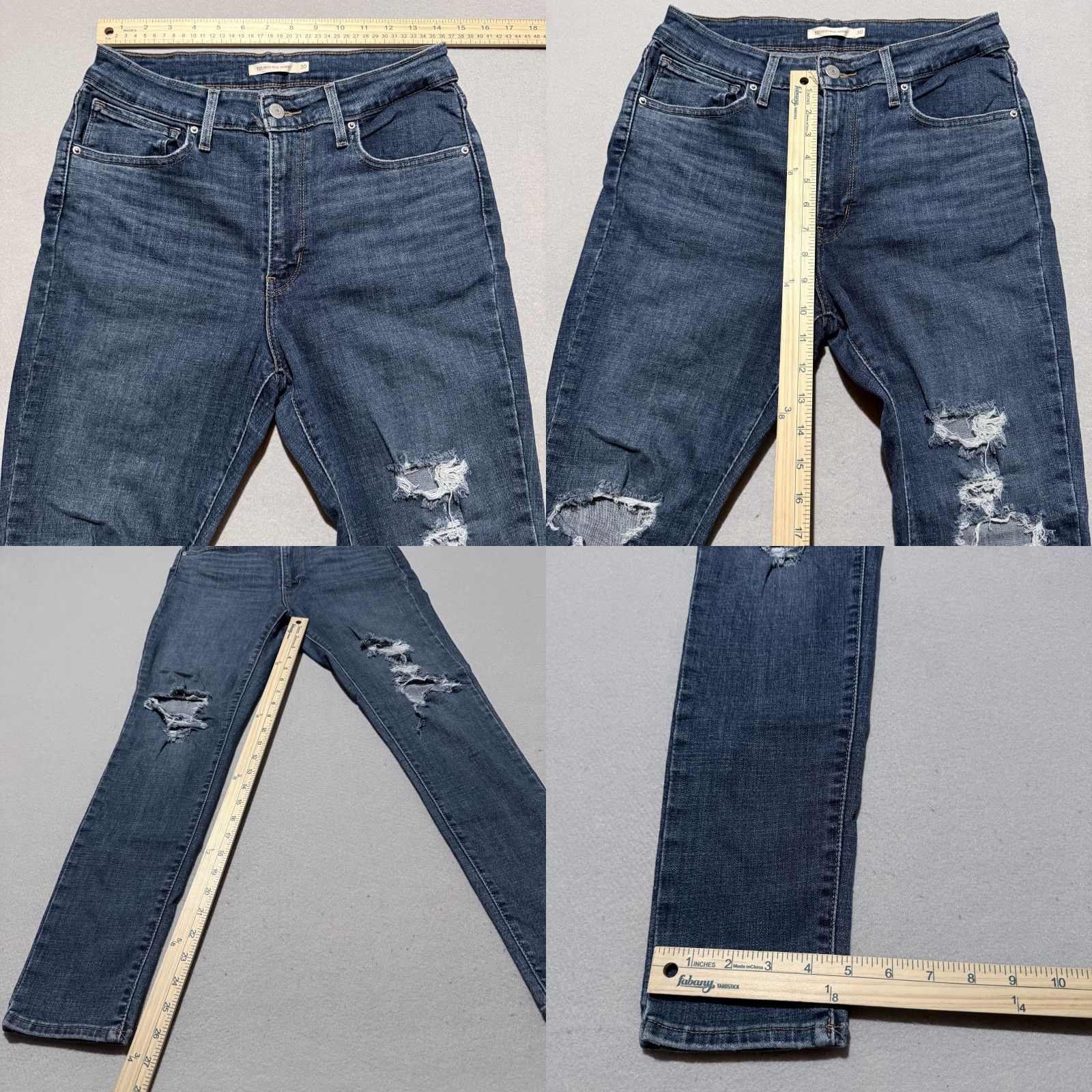 Levi's Levi's 721 High Rise Skinny Jeans Women's Blue Denim Distressed Retro - 30 Jeans Size 30" / US 8 / IT 44 - 9 Thumbnail