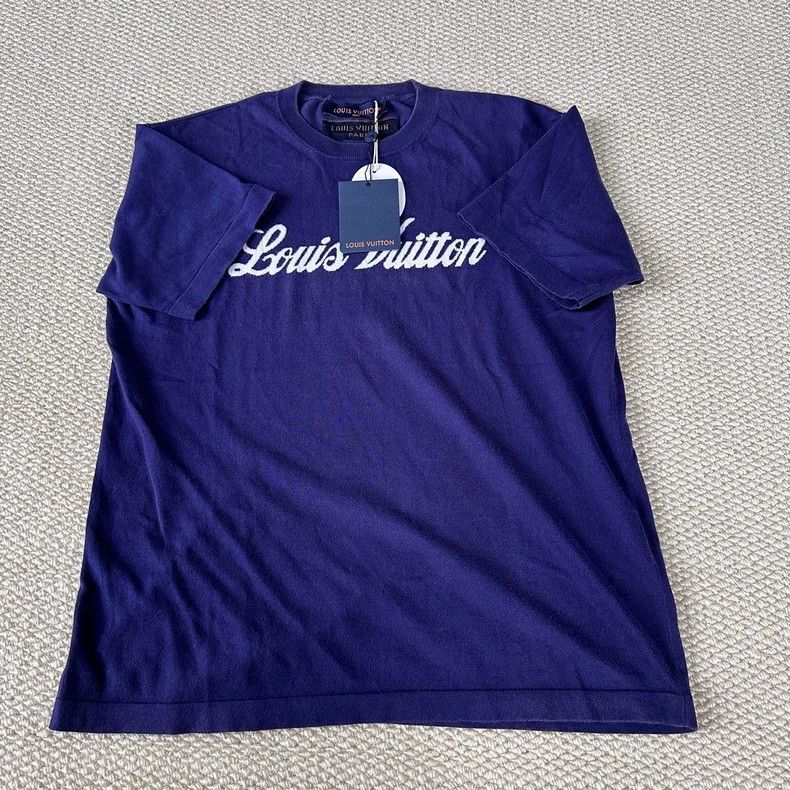 Louis Vuitton Louis Vuitton Blue Logo Knit Short Sleeve Size US S / EU 44-46 / 1 - 1 Thumbnail