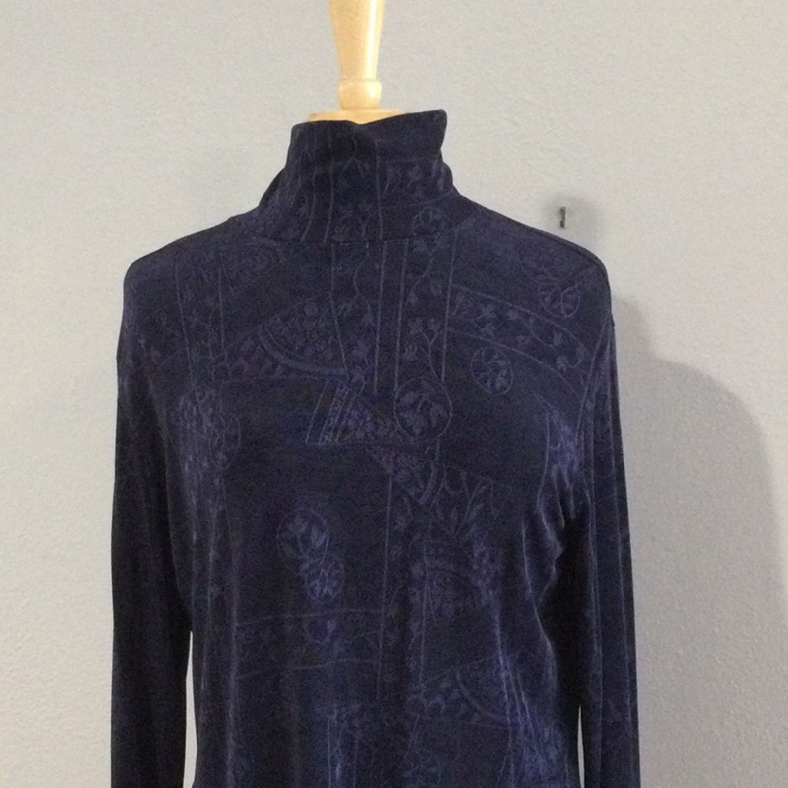 Chicos Chico's Travelers Navy Floral Long Sleeve Pullover 3/XL/16 Size XL / US 12-14 / IT 48-50 - 4 Thumbnail