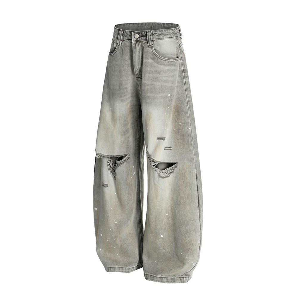 Japanese Brand × Jean Men's distressed punk ink-washed ripped scimitar jeans Size US 32 / EU 48 - 2 Thumbnail
