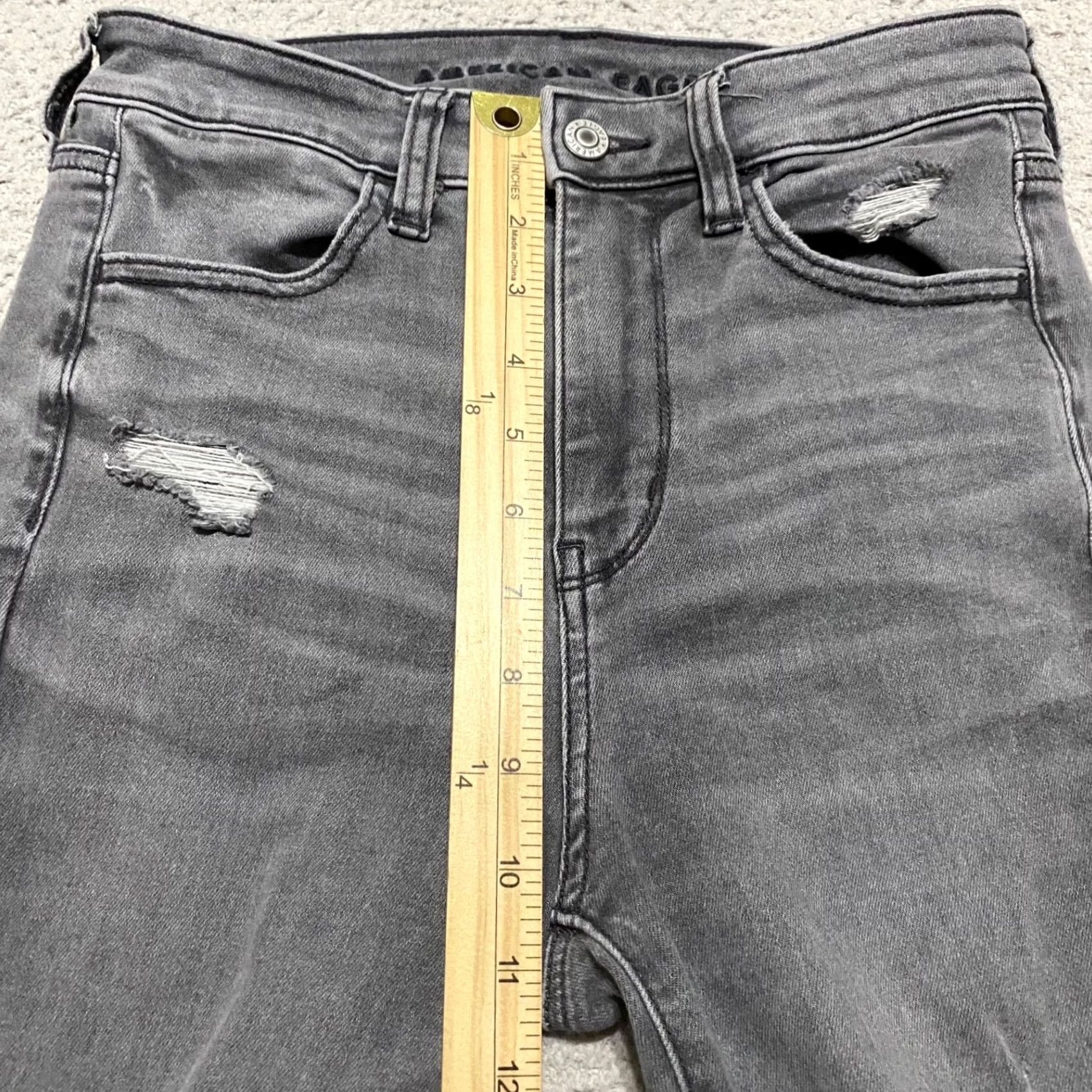 American Eagle Outfitters American Eagle Outfitters Jeans Womens 4 Gray High Rise Jegging Distressed Raw Hem Denim Size 27" / US 4 / IT 40 - 7 Thumbnail