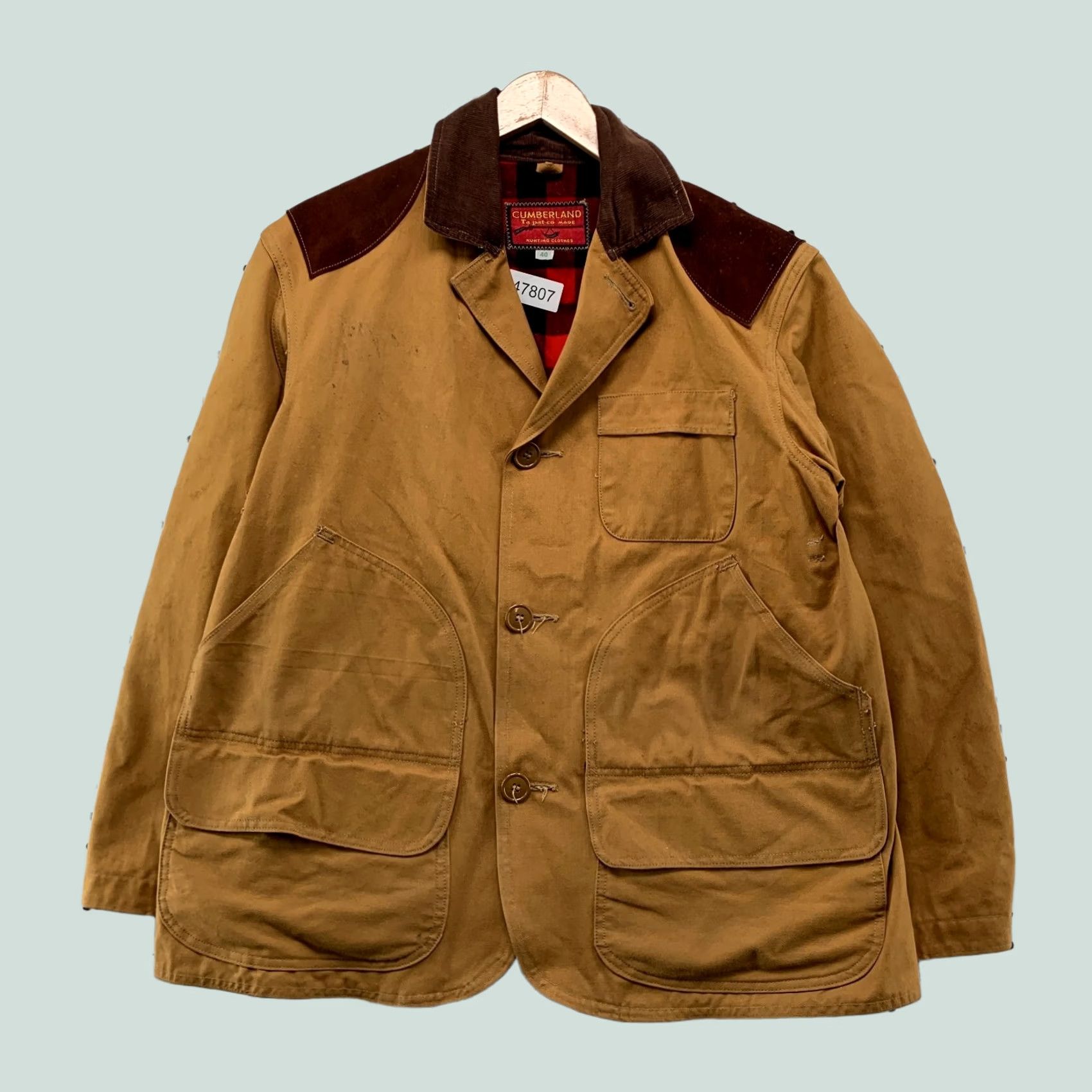 Timberland Cumberland Jacket Mens 40 Brown Canvas Hunting Barn Chore Leather Trim Vintage Jacket Size US XXS / EU 40 - 1 Thumbnail