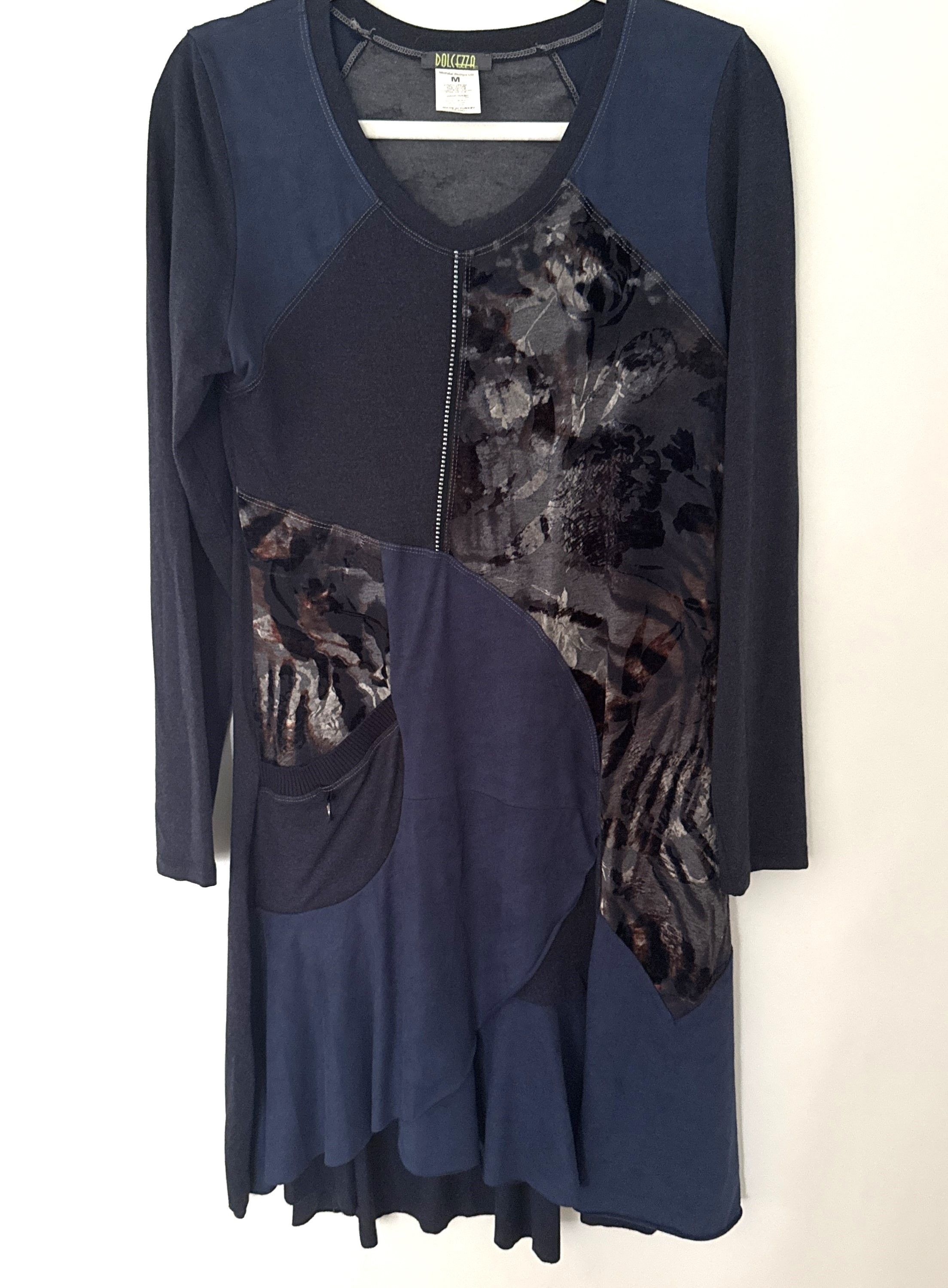 Other Dolcezza Blue Long Sleeve Dress Asymmetrical Burnout Artsy M Size M / US 6-8 / IT 42-44 - 1 Thumbnail