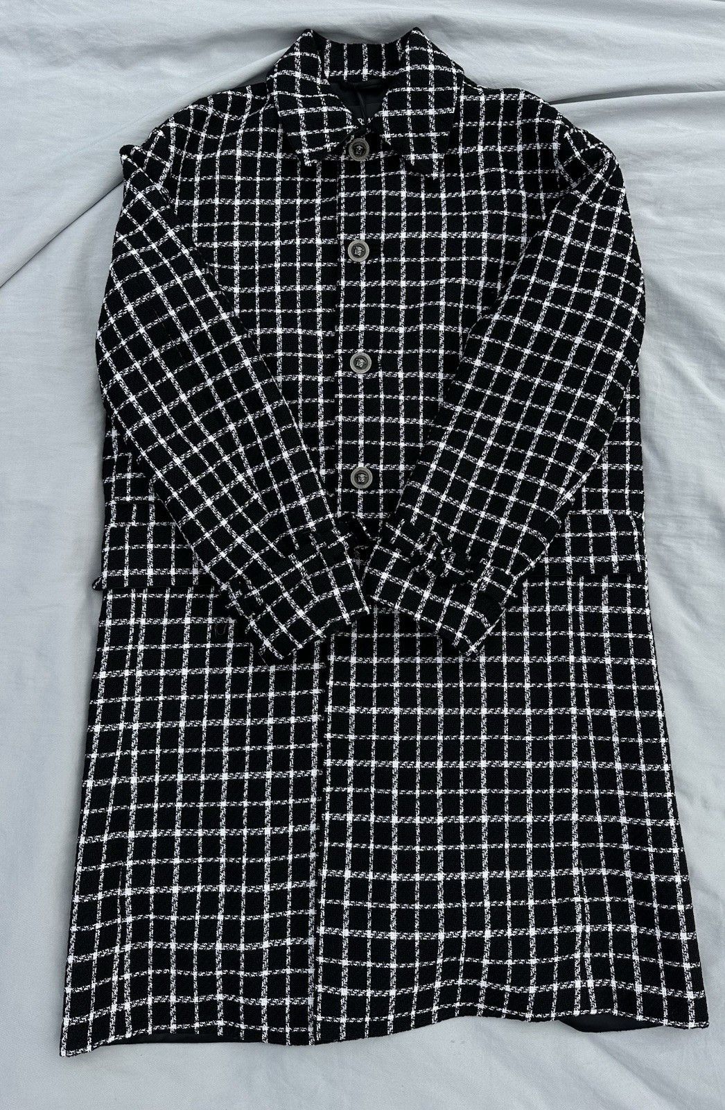 Versace Versace Black And White Checkered Single Breasted Coat Over Size US XL / EU 56 / 4 - 1 Thumbnail