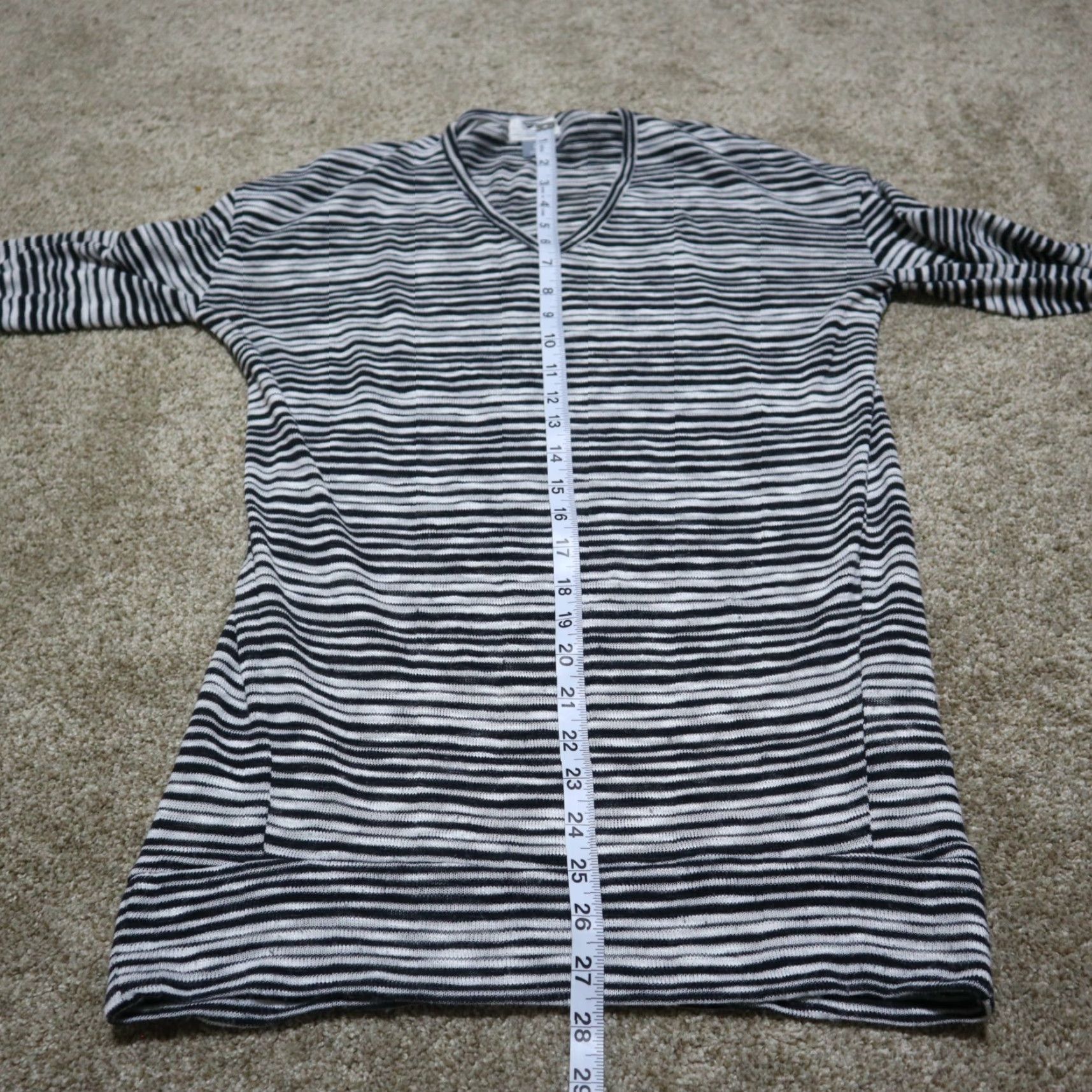 Old Navy Old Navy Knit Top - Black White Stripe Lightweight V-Neck Pullover, Women's S, Long Sleeve, Casual Knit Shirt Size S / US 4 / IT 40 - 5 Thumbnail