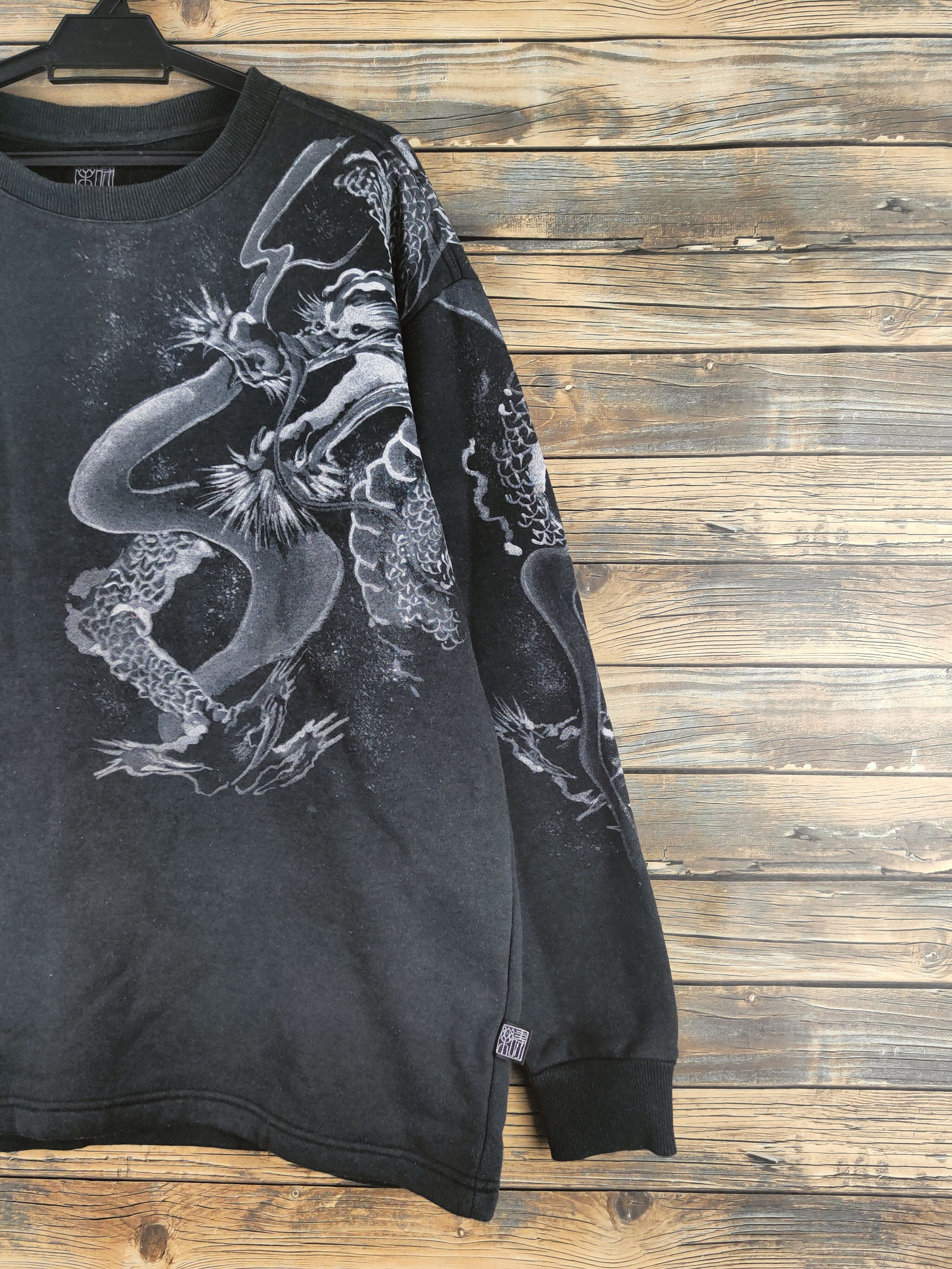 Japanese Brand DL Juraku Black Dragon Sweatshirts #46-029 Size US XL / EU 56 / 4 - 7 Thumbnail