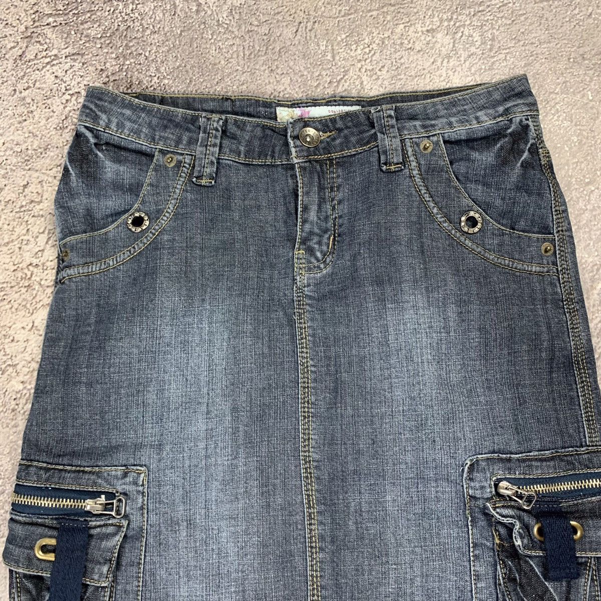 Vintage Y2K Cargo Mini Skirt Distressed Streetwear Grunge Relaxed 26 Size 26" / US 2 / IT 38 - 4 Thumbnail