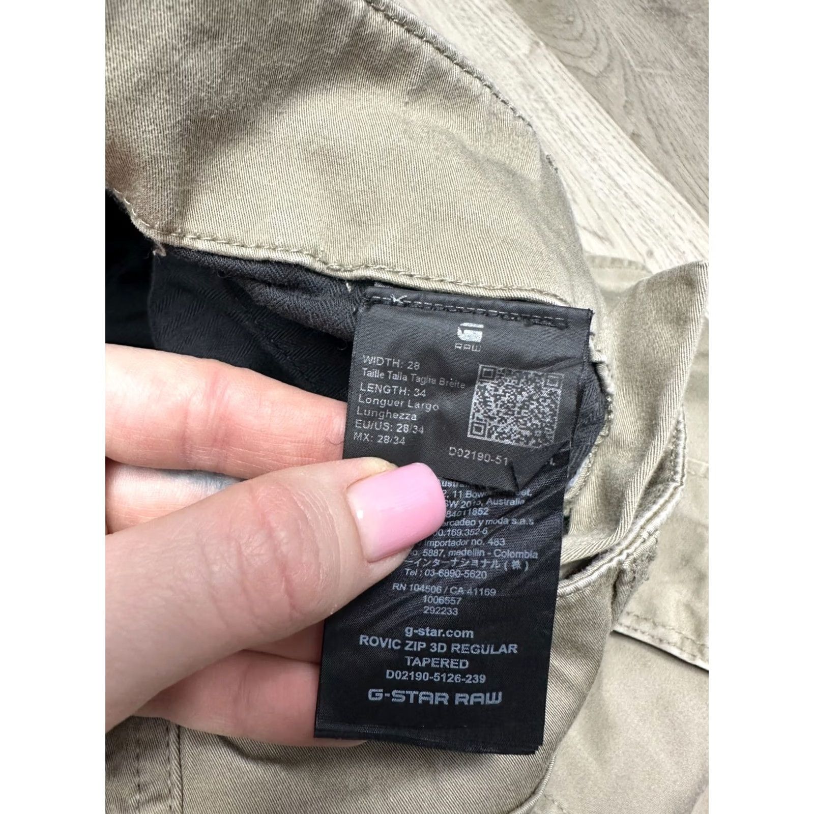 G-Star G Star Raw Mens Rovic Zip 3D Regular Tapered Cargo Pants Size 28 Beige Cotton Logo Pockets Cargo 3D 34in Inseam Mens Size US 28 / EU 44 - 4 Thumbnail