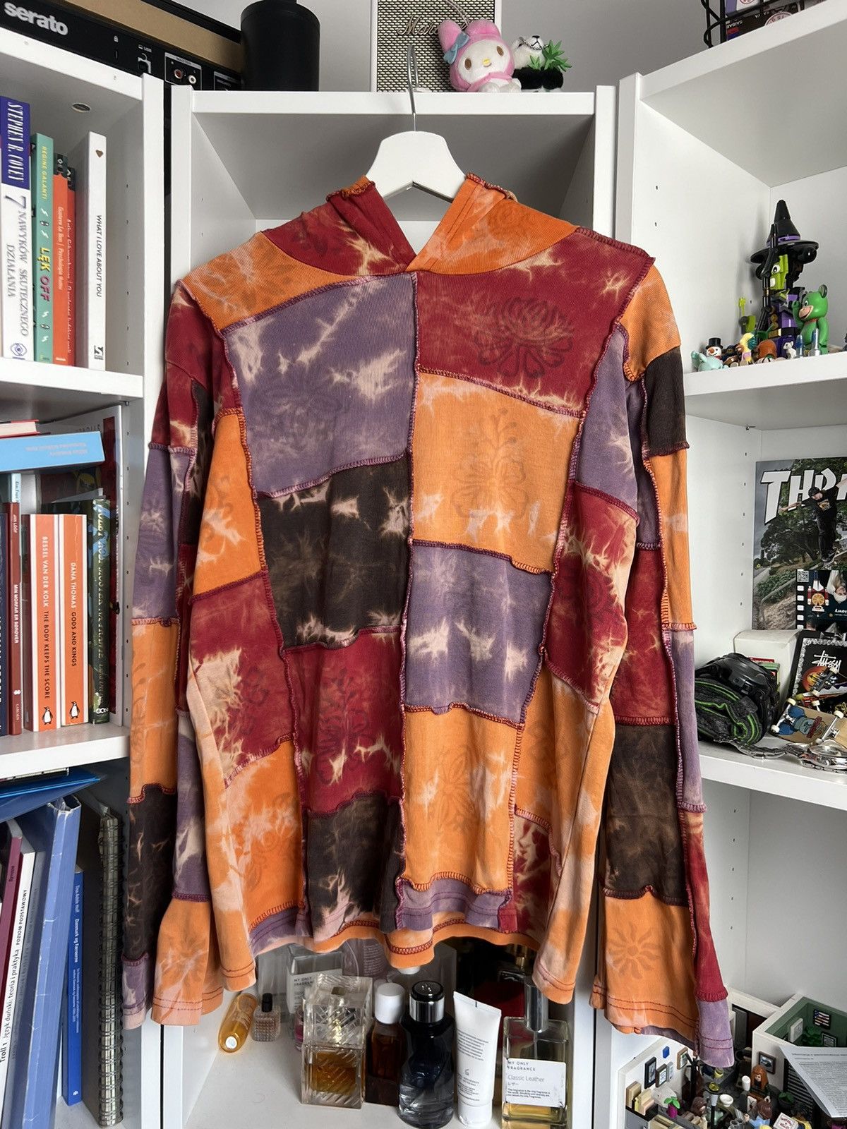 Vintage patchwork hippie style hoodie L Woodstock fairy y2k