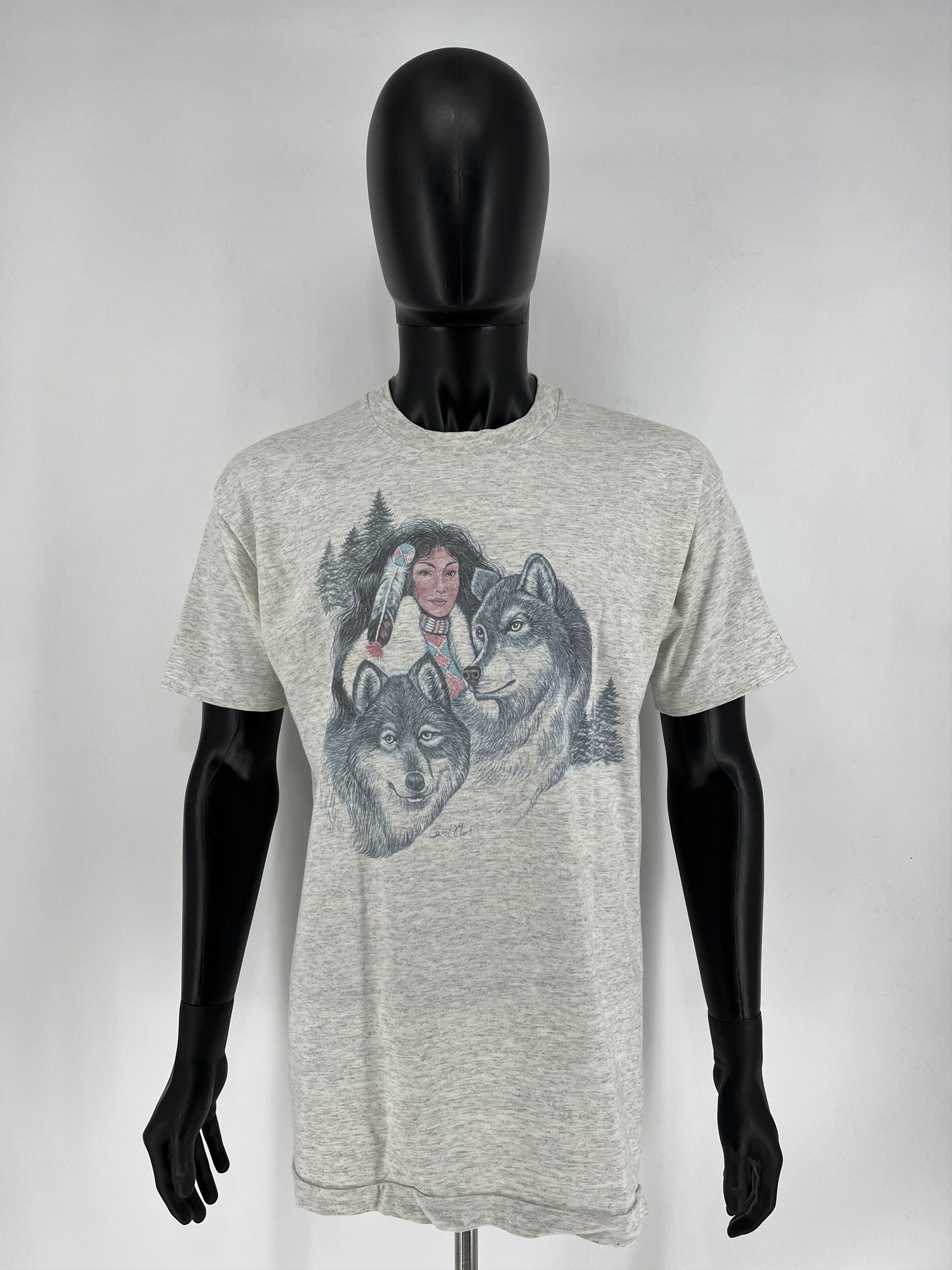 Fruit Of The Loom Vintage Wolf Jackson Hole T Shirt Single Stitch Graphic Tee Size US L / EU 52-54 / 3 - 2 Thumbnail