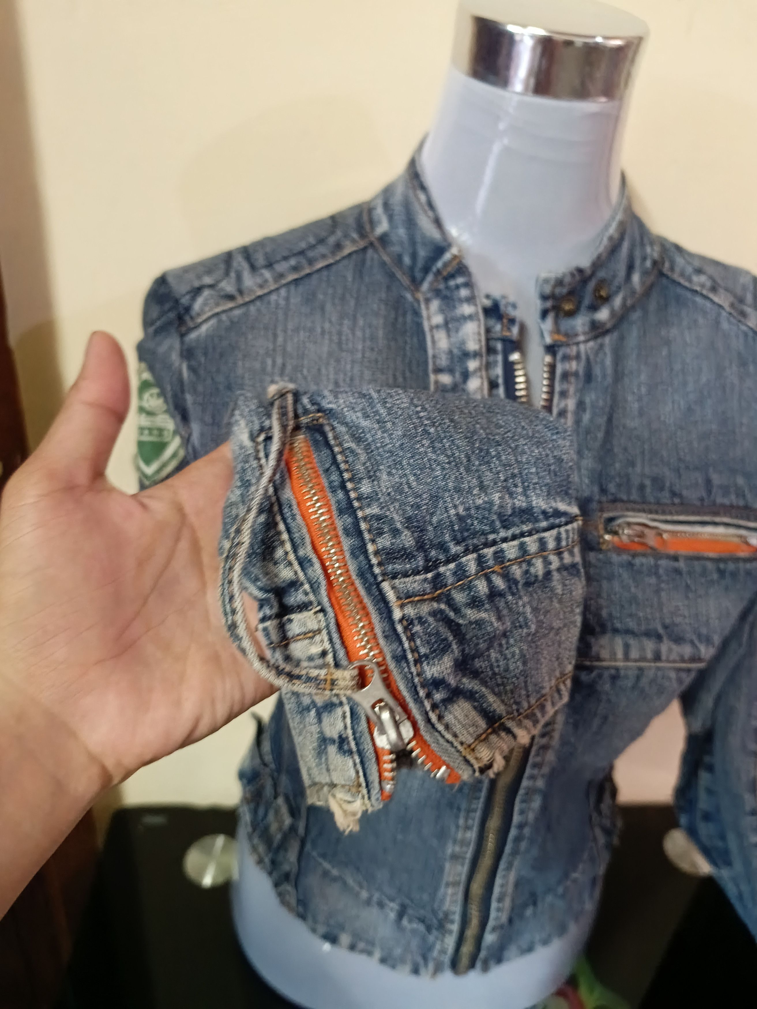 Japanese Brand Vintage denim motorcycle jacket women's Size S / US 4 / IT 40 - 6 Thumbnail