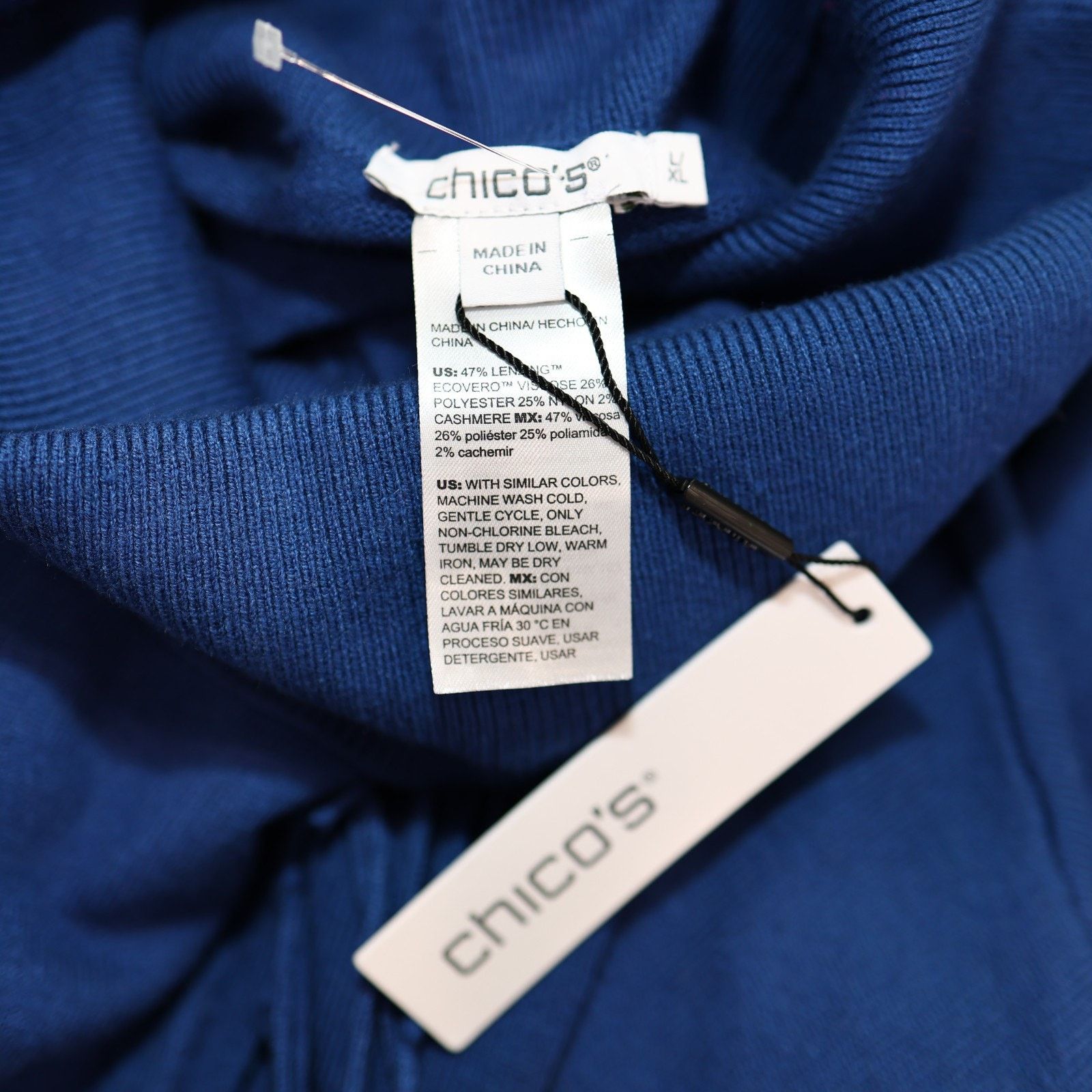 Chicos CHICO'S Fringe Cowl Neck Cashmere Blend Poncho Sz L/XL $119 Size XL / US 12-14 / IT 48-50 - 6 Thumbnail