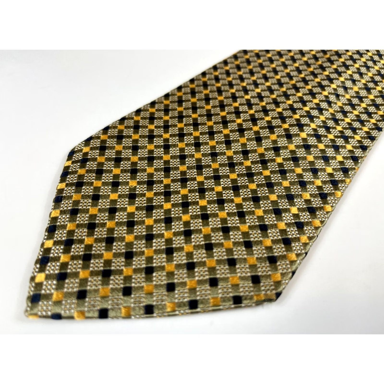 Ermenegildo Zegna VINTAGE Ermenegildo Zegna Silk Tie Geometric Men’s 58.5" Gold Width 3.75" Made in Italy Mens Size ONE SIZE - 5 Thumbnail